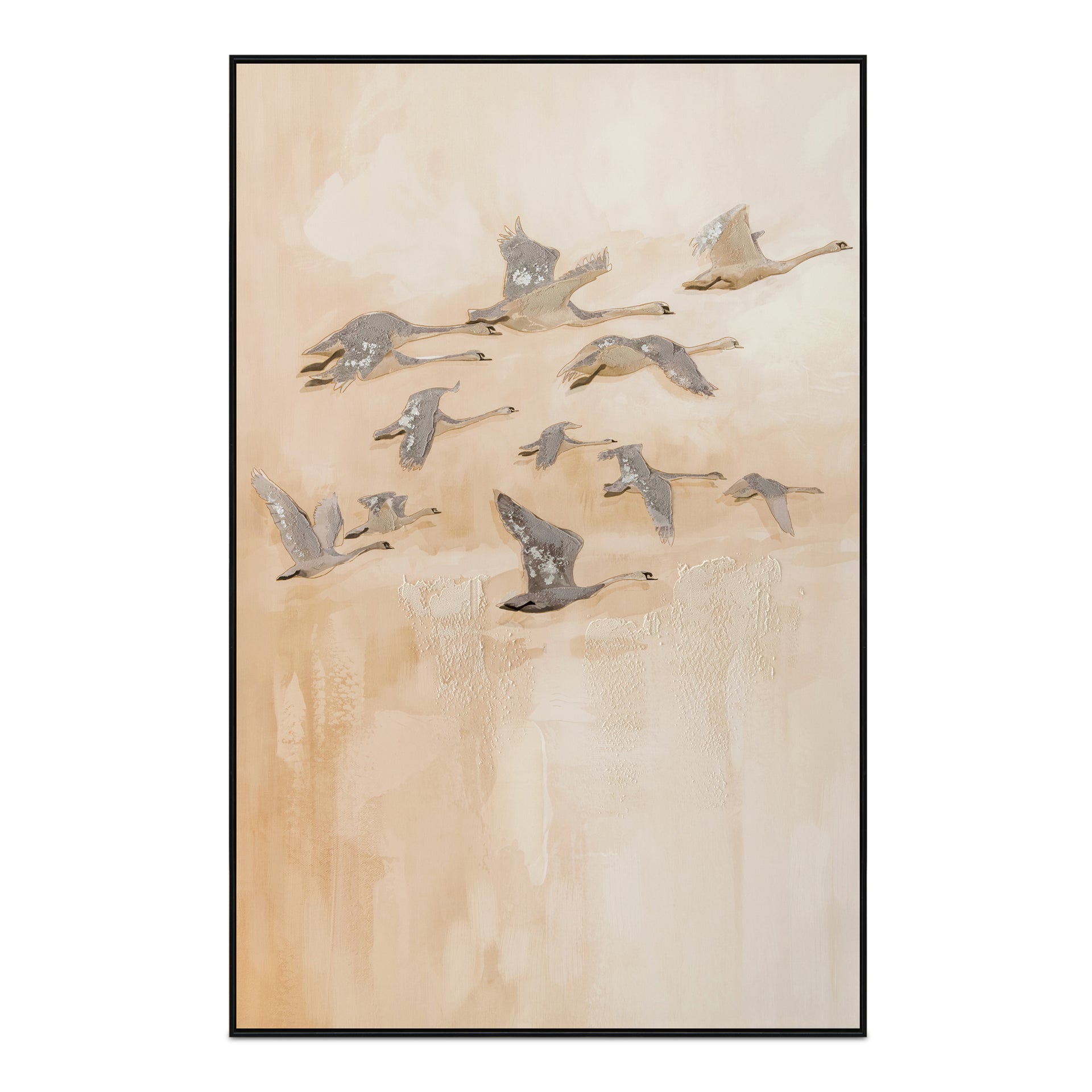 Avenelle Framed Painting, Textured Birds Acrylic on Canvas with Solid Wood Frame