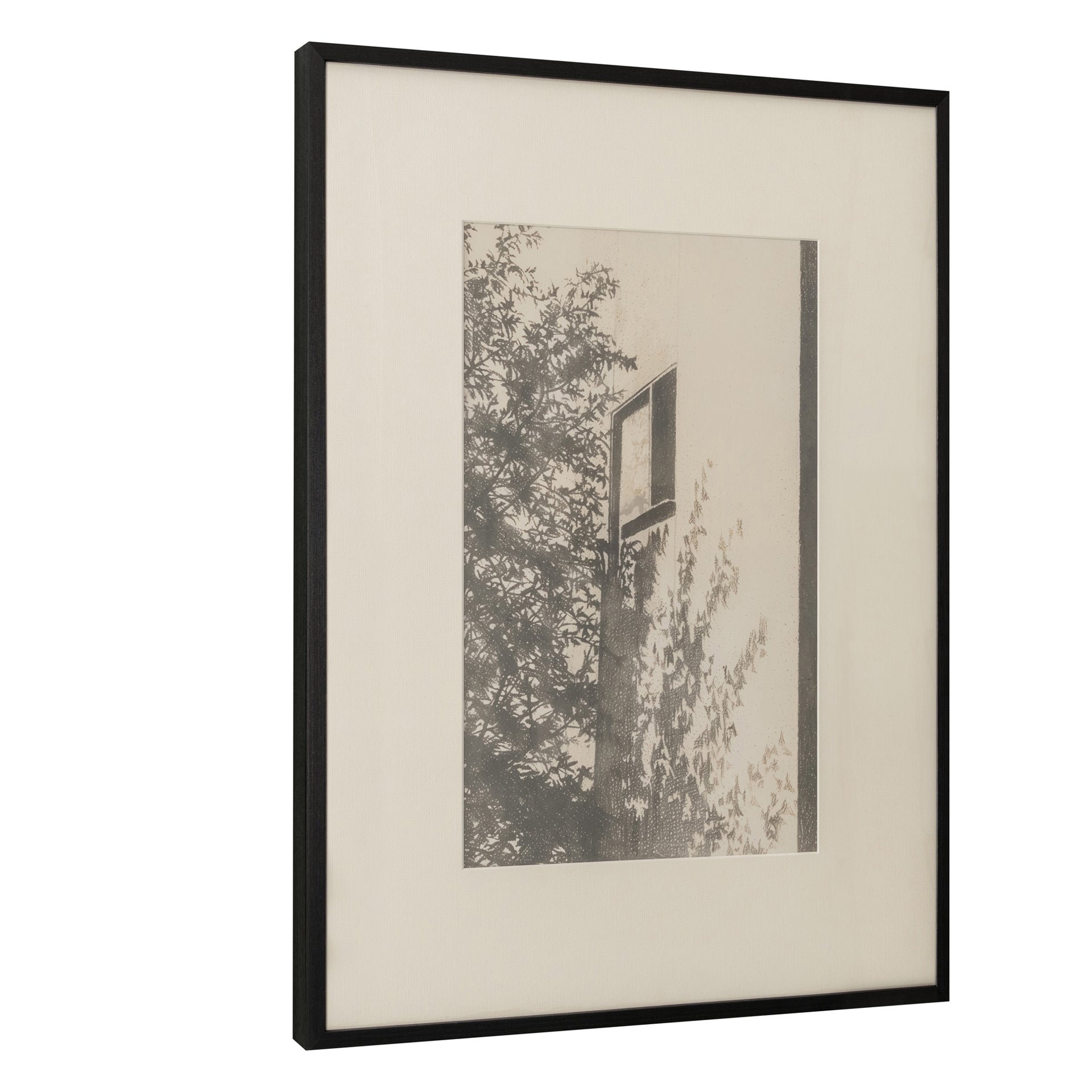 Thessia Framed Print 1, European Vacation Home Sketch with Textured Mat and Wood Frame