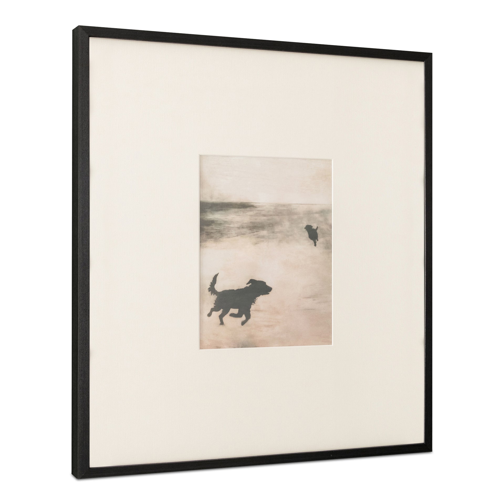 Zerina Framed Print 2, Misty Beach Scene with Textured Mat and Solid Wood Frame