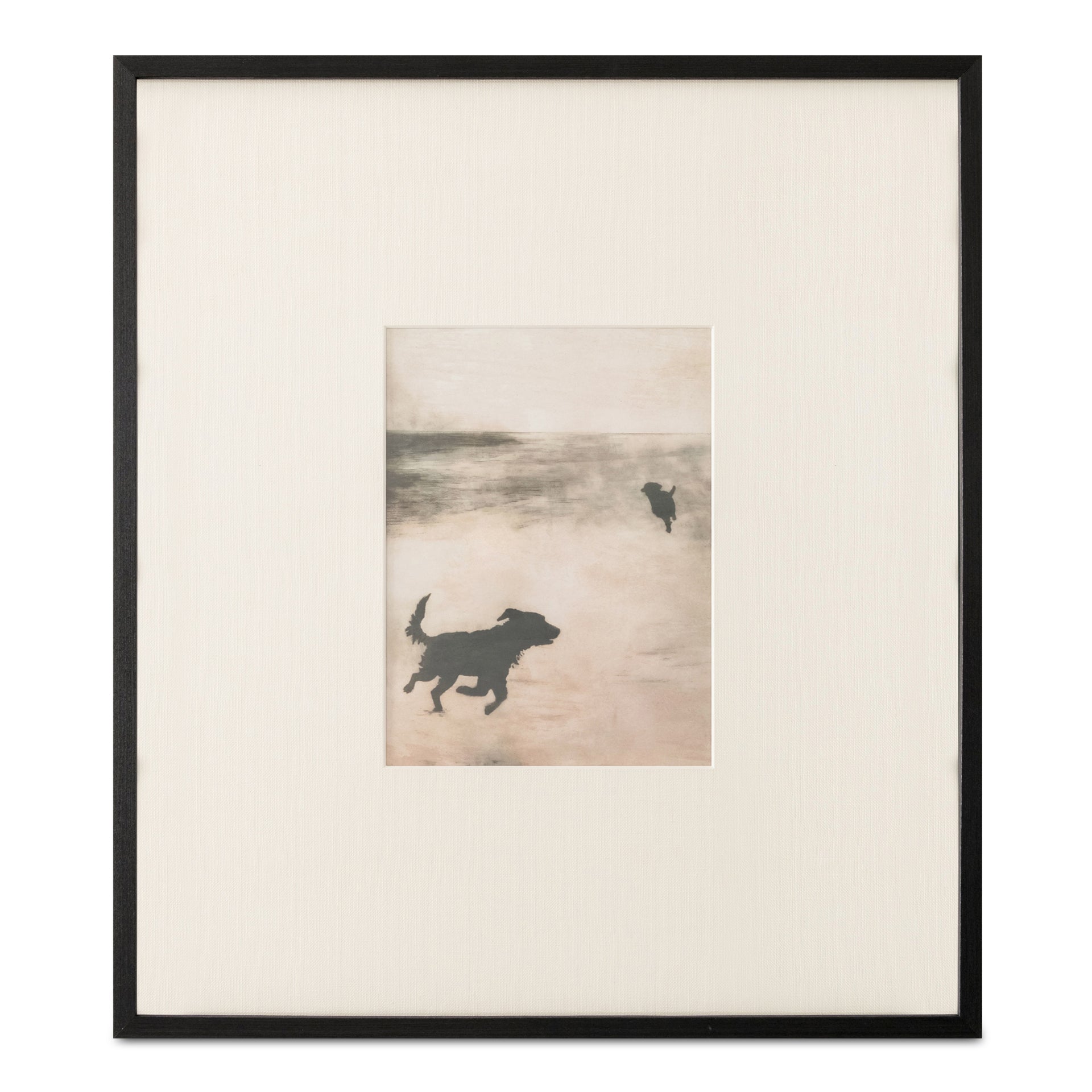 Zerina Framed Print 2, Misty Beach Scene with Textured Mat and Solid Wood Frame