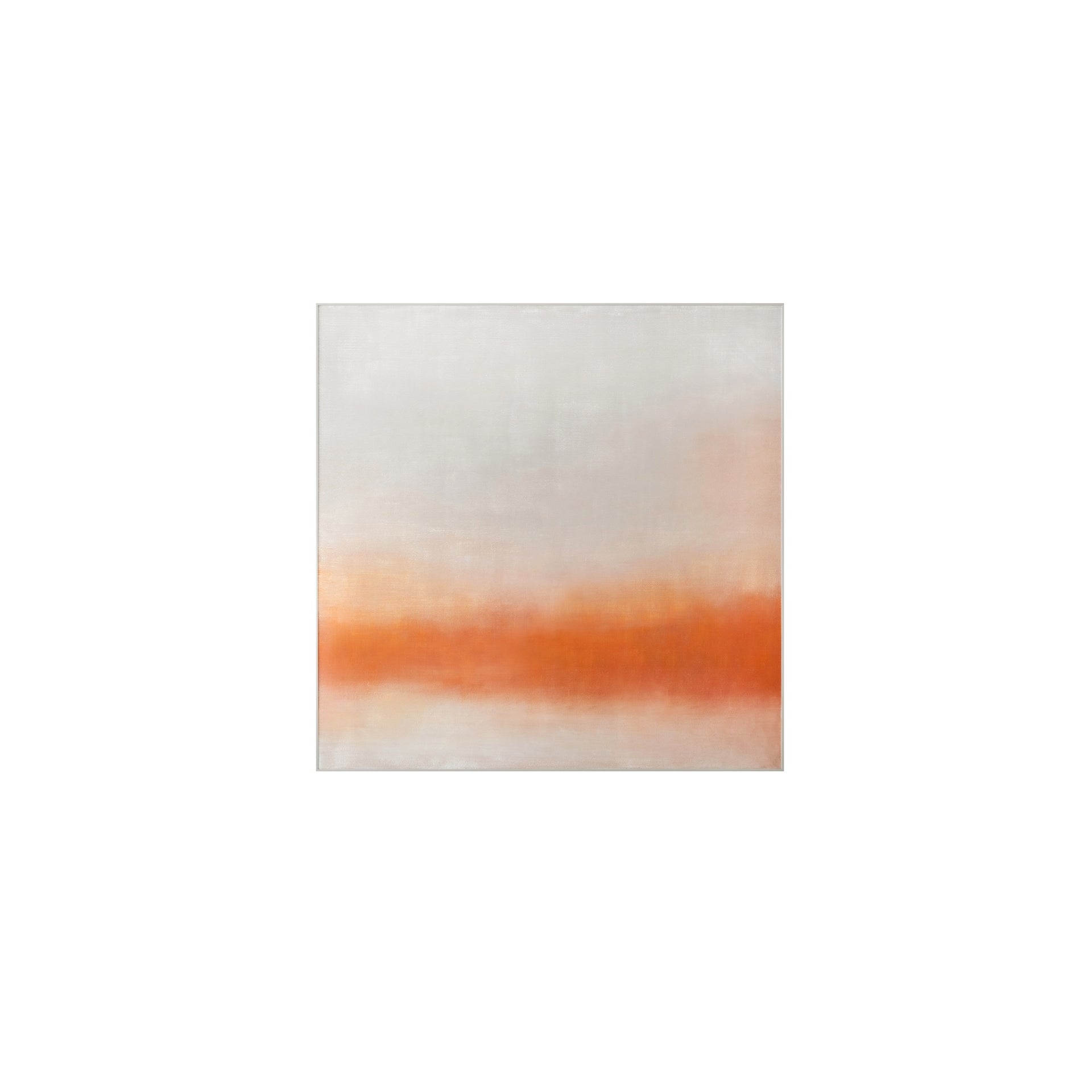Thalienne Painting, Ombre Canvas, High-Gloss Finish, Brushed Metal Frame, Soft Orange