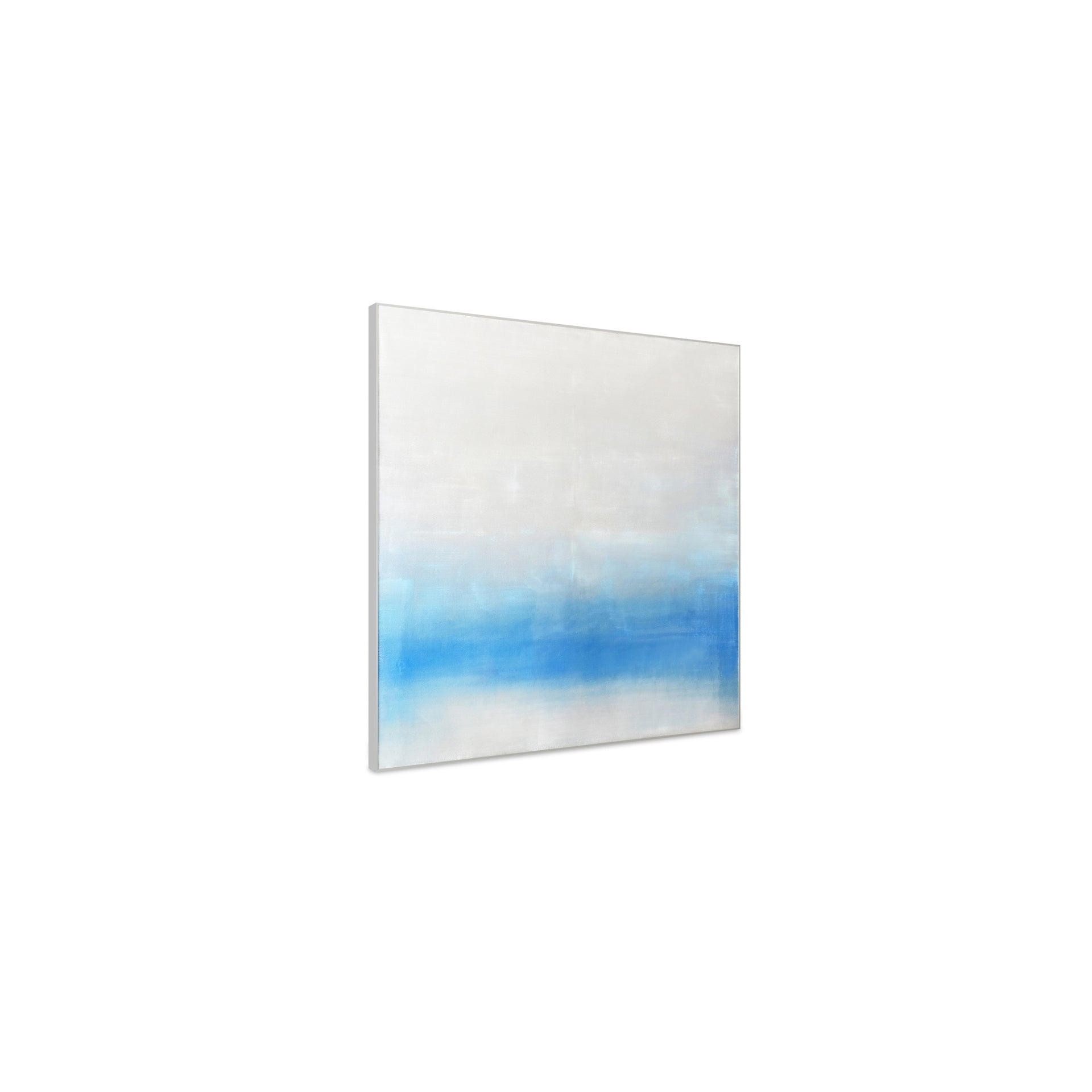 Thalienne Painting, Ombre Canvas, High-Gloss Finish, Brushed Metal Frame, Blue Palette