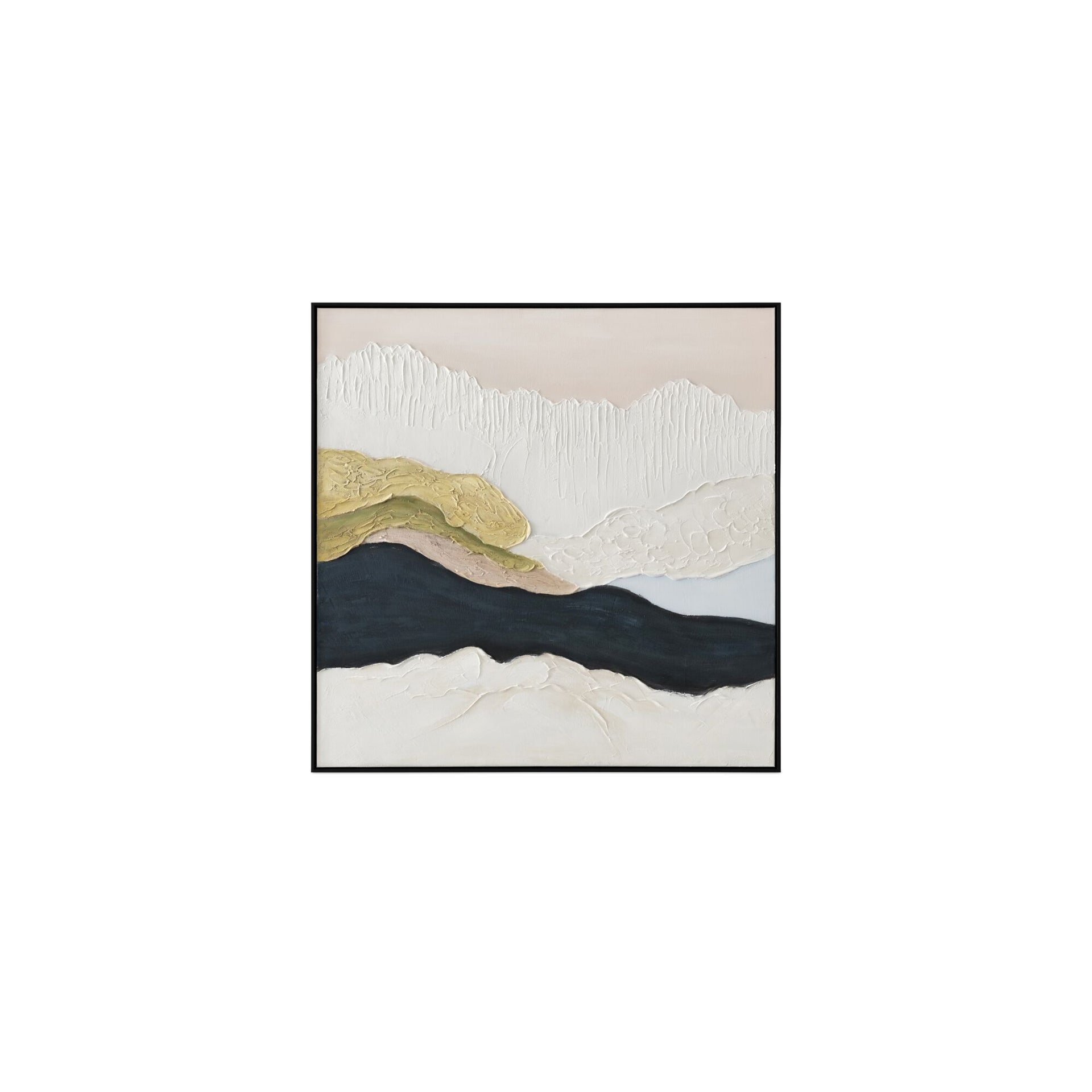 Orvian Painting, Textured Landscape Canvas, Acrylic, Solid Wood Frame, Multicolor