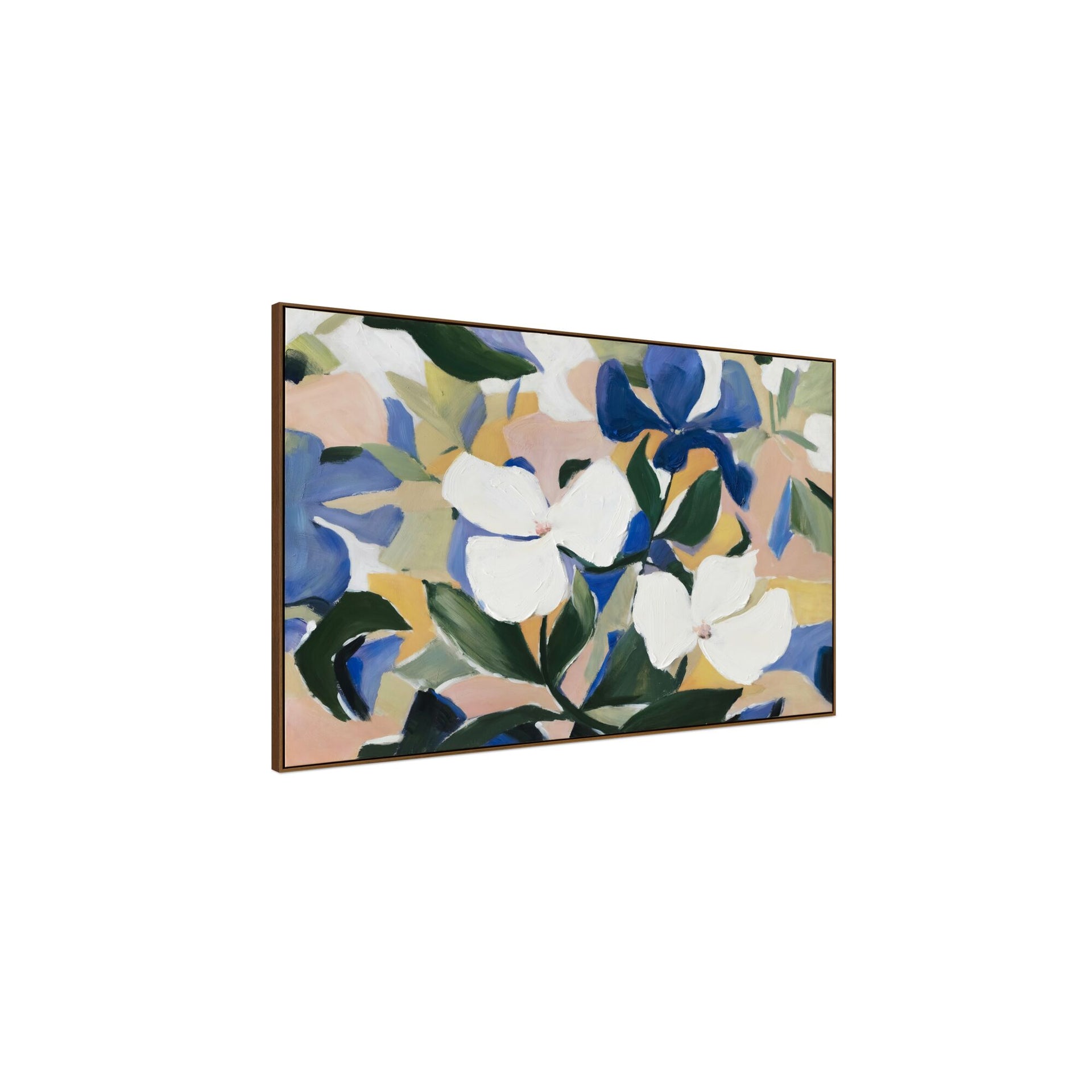 Darenic Painting, Abstract Florals Canvas, Acrylic, Solid Wood Frame, Multicolor