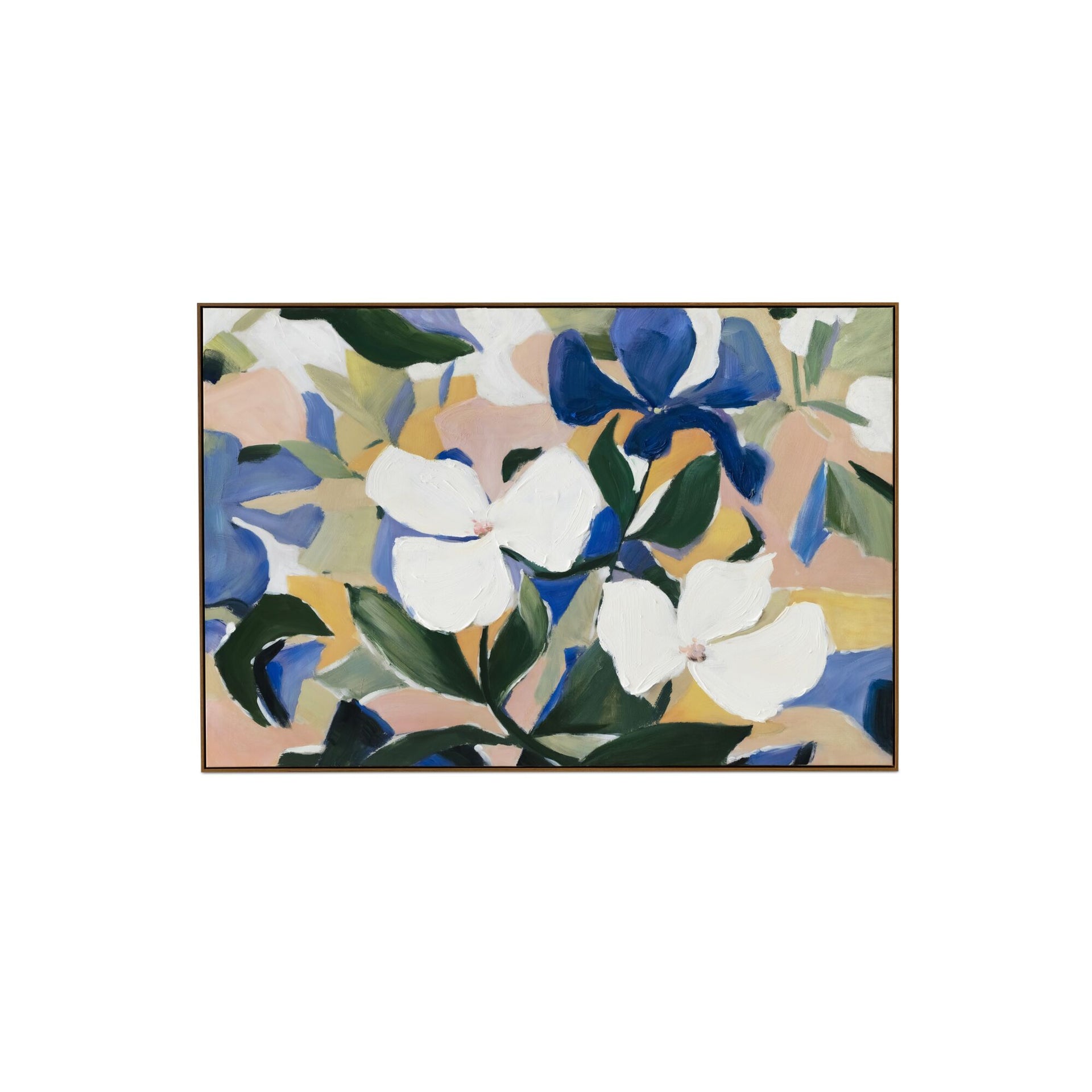 Darenic Painting, Abstract Florals Canvas, Acrylic, Solid Wood Frame, Multicolor