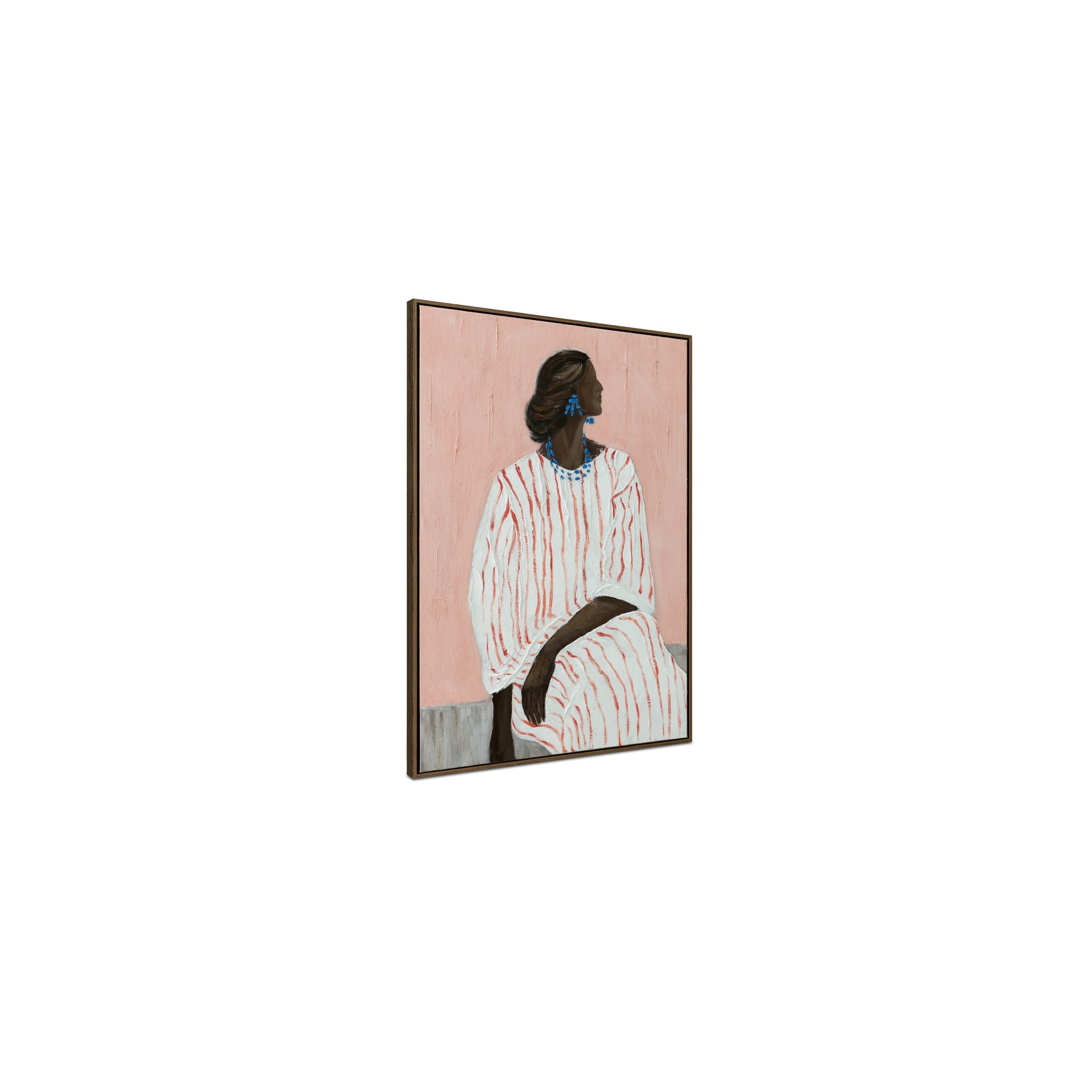 Mirabella Painting, Acrylic on Polyester Canvas, Solid Wood Frame, Fir Stretcher, Figurative Portrait, Ready to Hang, Multi
