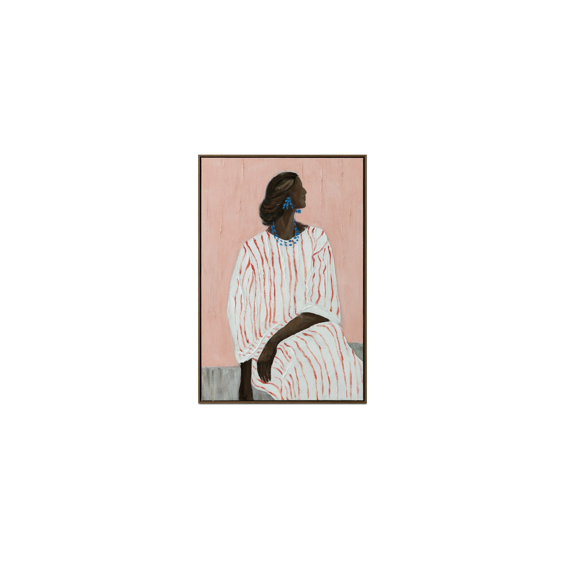 Mirabella Painting, Acrylic on Polyester Canvas, Solid Wood Frame, Fir Stretcher, Figurative Portrait, Ready to Hang, Multi