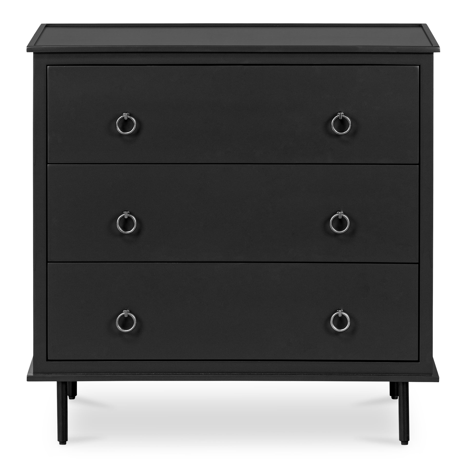 Glenn, Nightstand, 3-Drawer, MDF and Acacia Frame, Soft-Closing Drawers, Matt Black