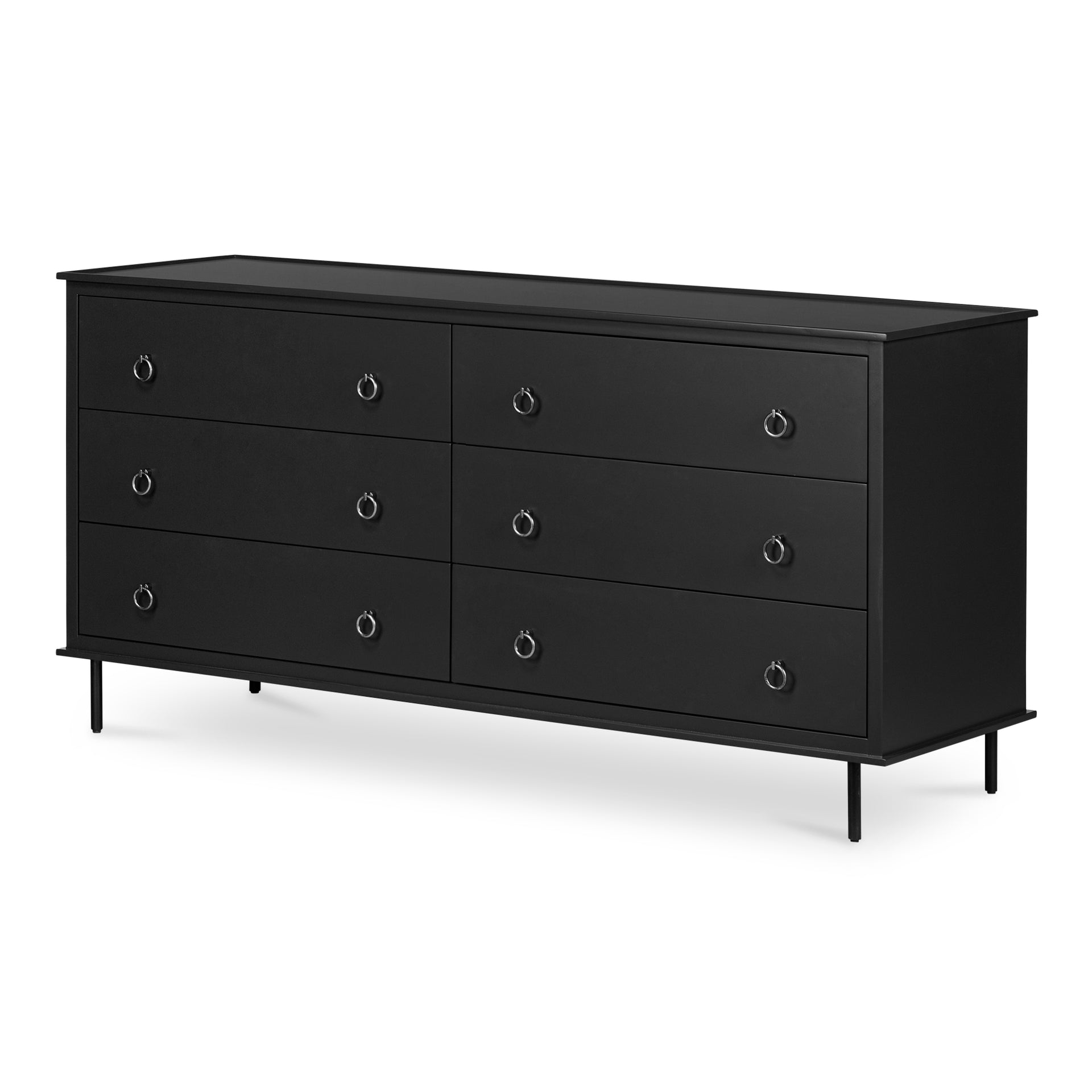 Glenn, Dresser, 6-Drawer, MDF and Acacia Frame, Soft-Closing Drawers, Matt Black