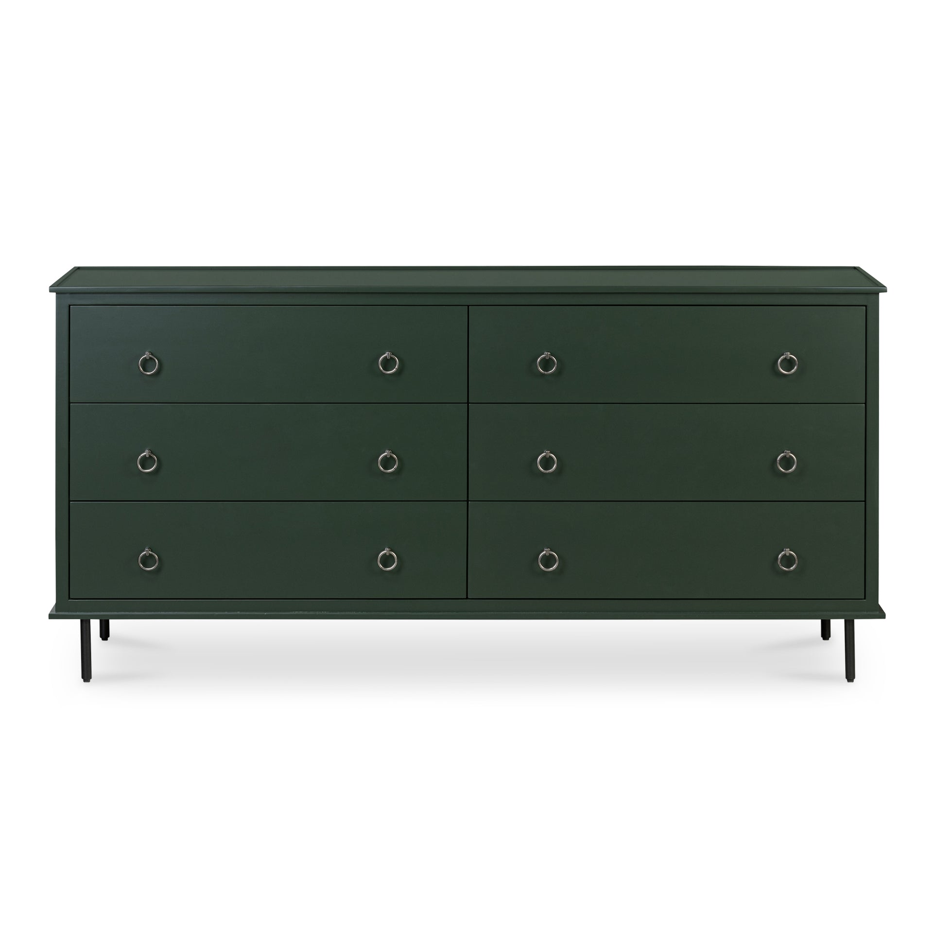 Glenn, Dresser, 6-Drawer, MDF and Acacia Frame, Soft-Closing Drawers, Matt Green