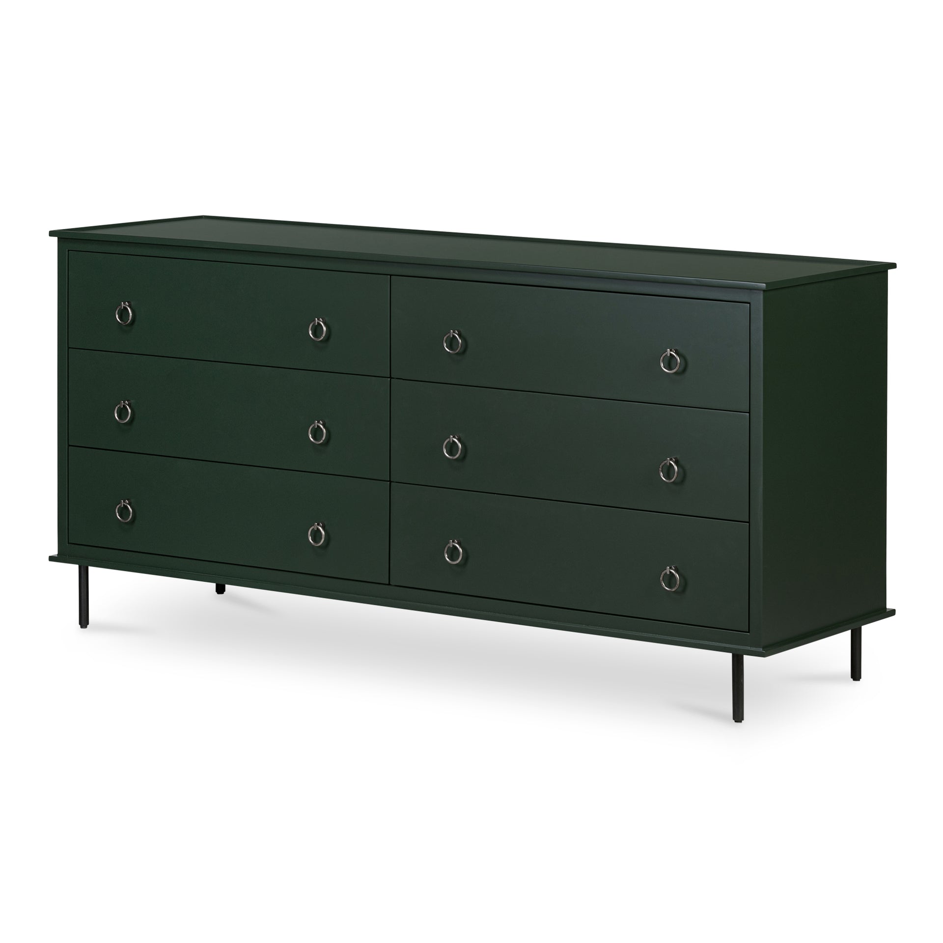 Glenn, Dresser, 6-Drawer, MDF and Acacia Frame, Soft-Closing Drawers, Matt Green