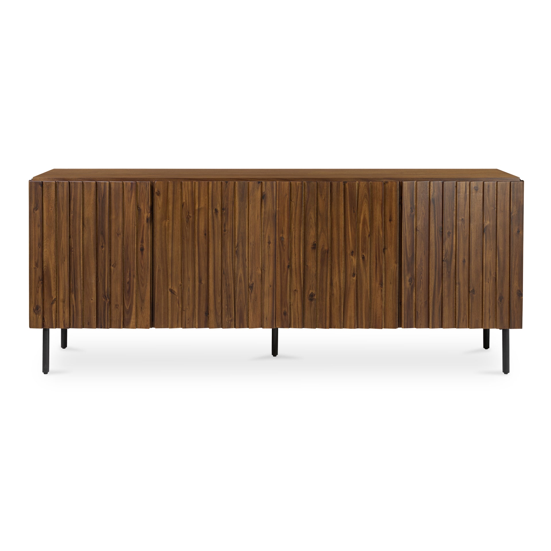 Abraham Sideboard, Solid Acacia, Acacia Veneer, Iron Legs, Brown Finish