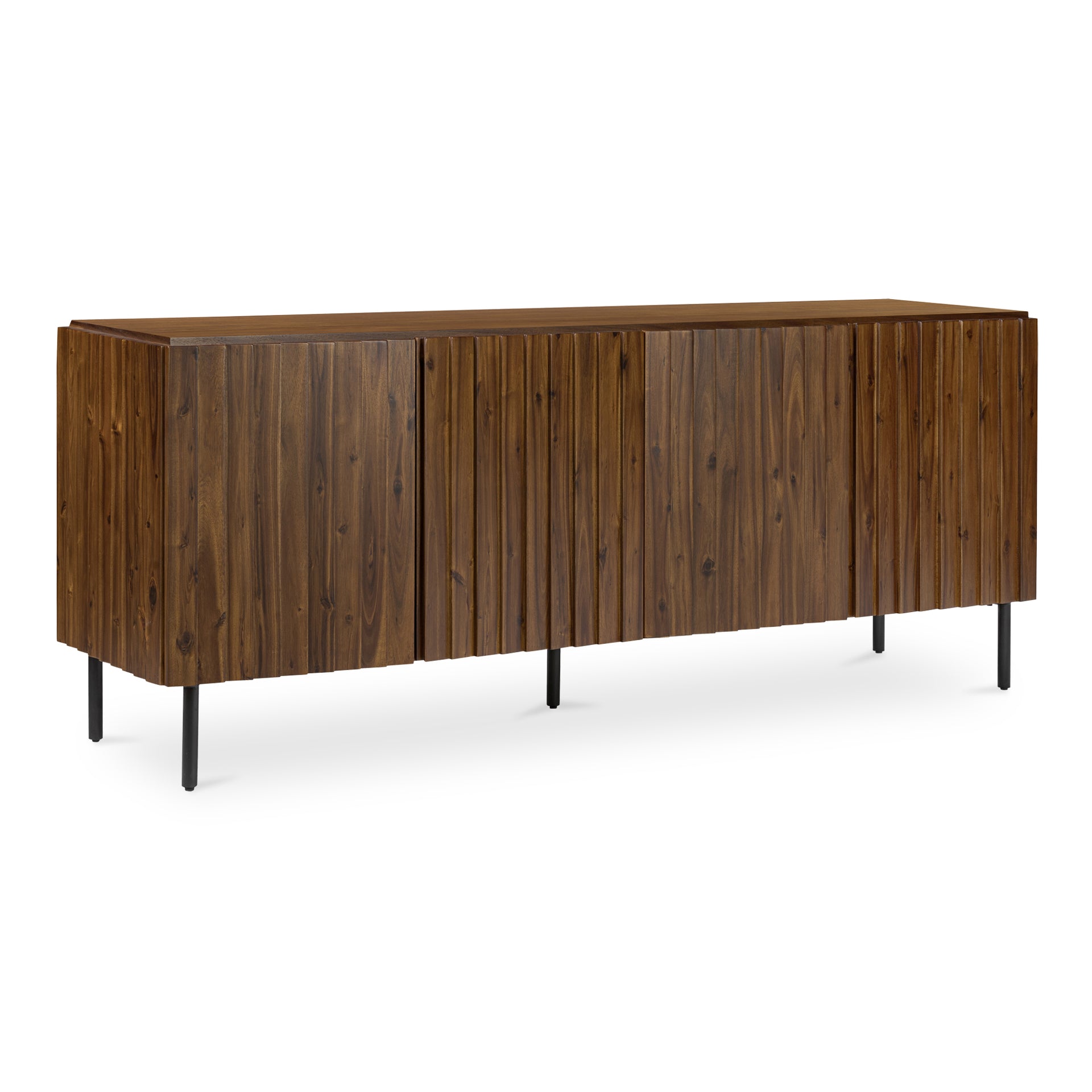 Abraham Sideboard, Solid Acacia, Acacia Veneer, Iron Legs, Brown Finish