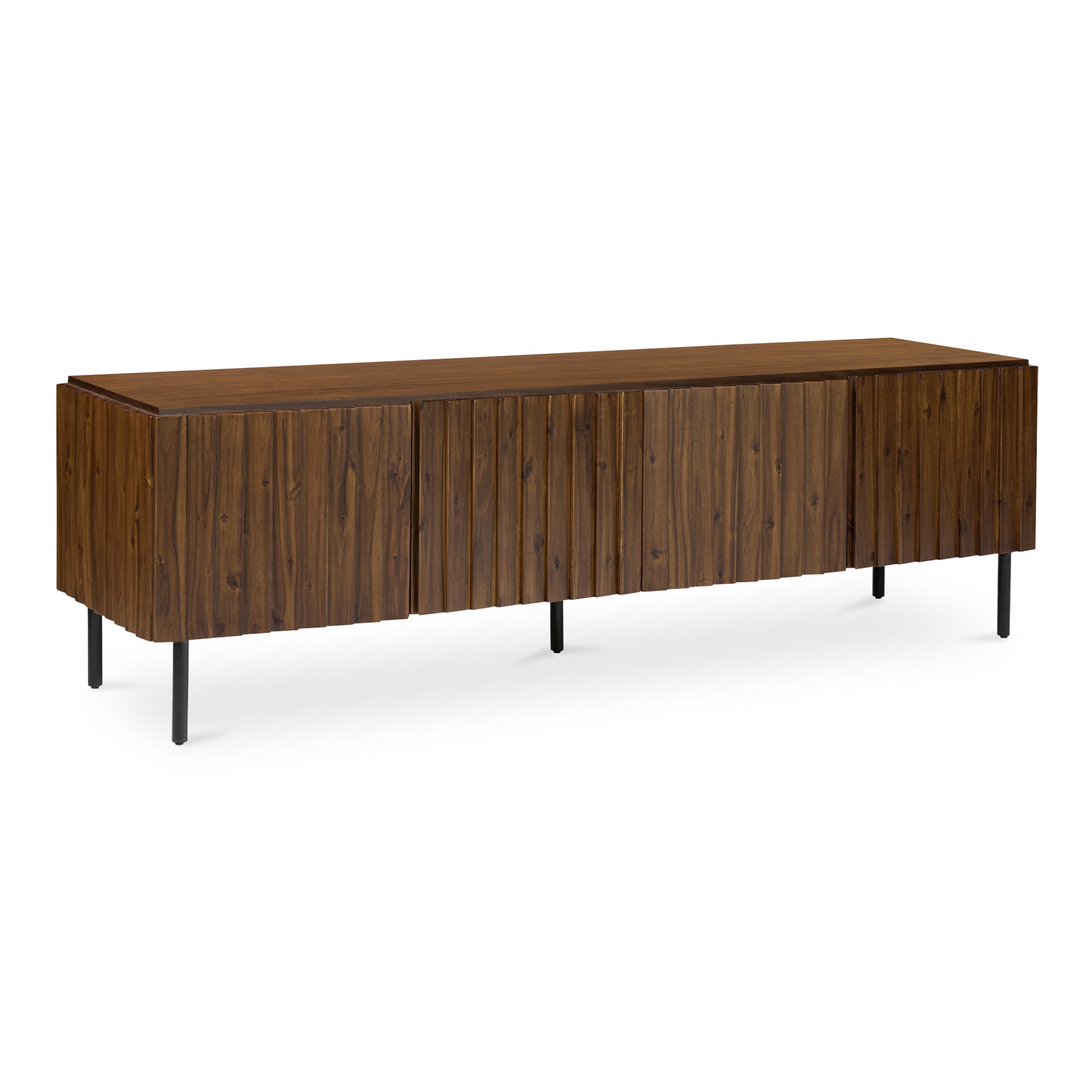 Lincoln, Media Cabinet, Solid Acacia Door, Iron Legs, Brown