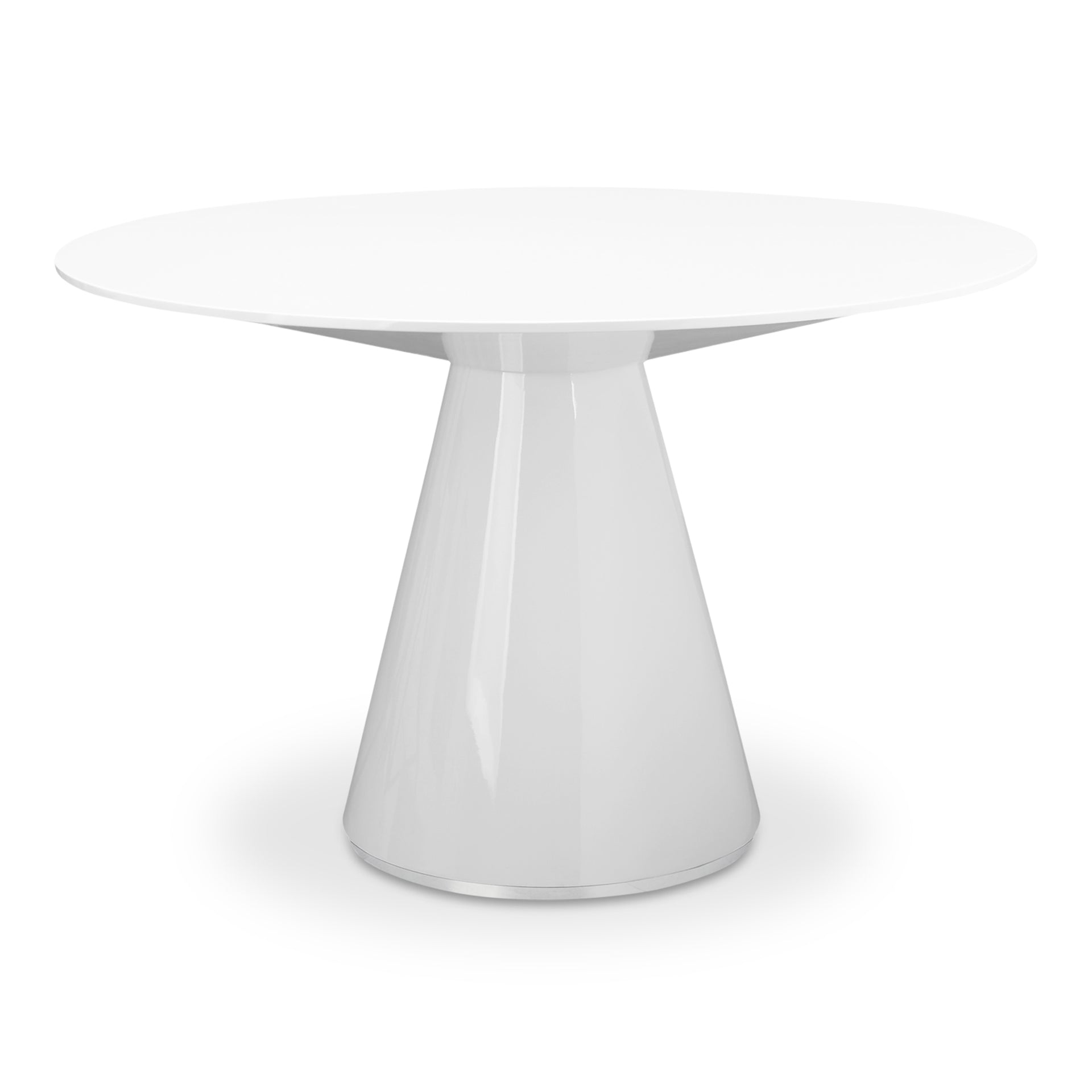 Haven, 47" Round Dining Table High-Gloss Lacquer Finish Over MDF, White- Seats 6