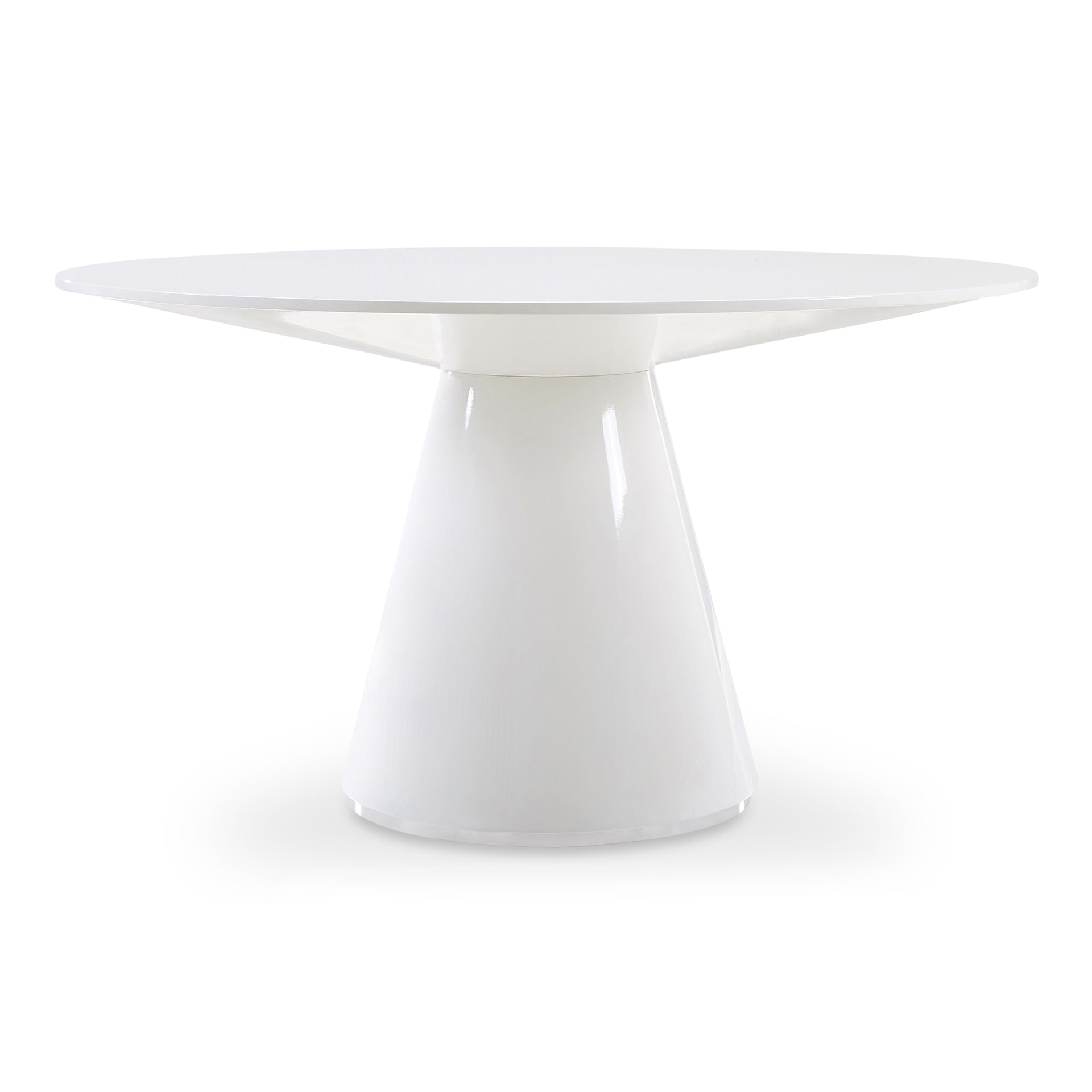 Haven, 54" Round Dining Table High-Gloss Lacquer Finish Over MDF, White - Seats 5