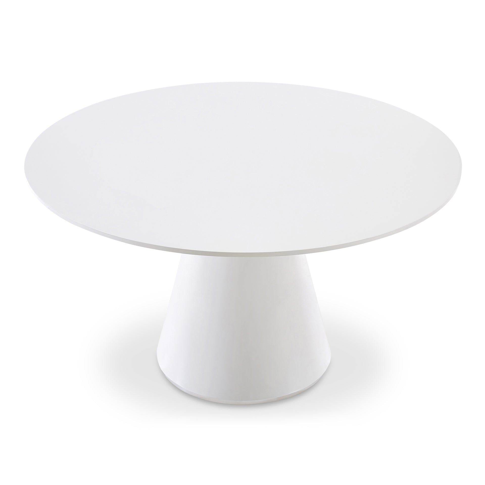 Haven, 54" Round Dining Table High-Gloss Lacquer Finish Over MDF, White - Seats 5
