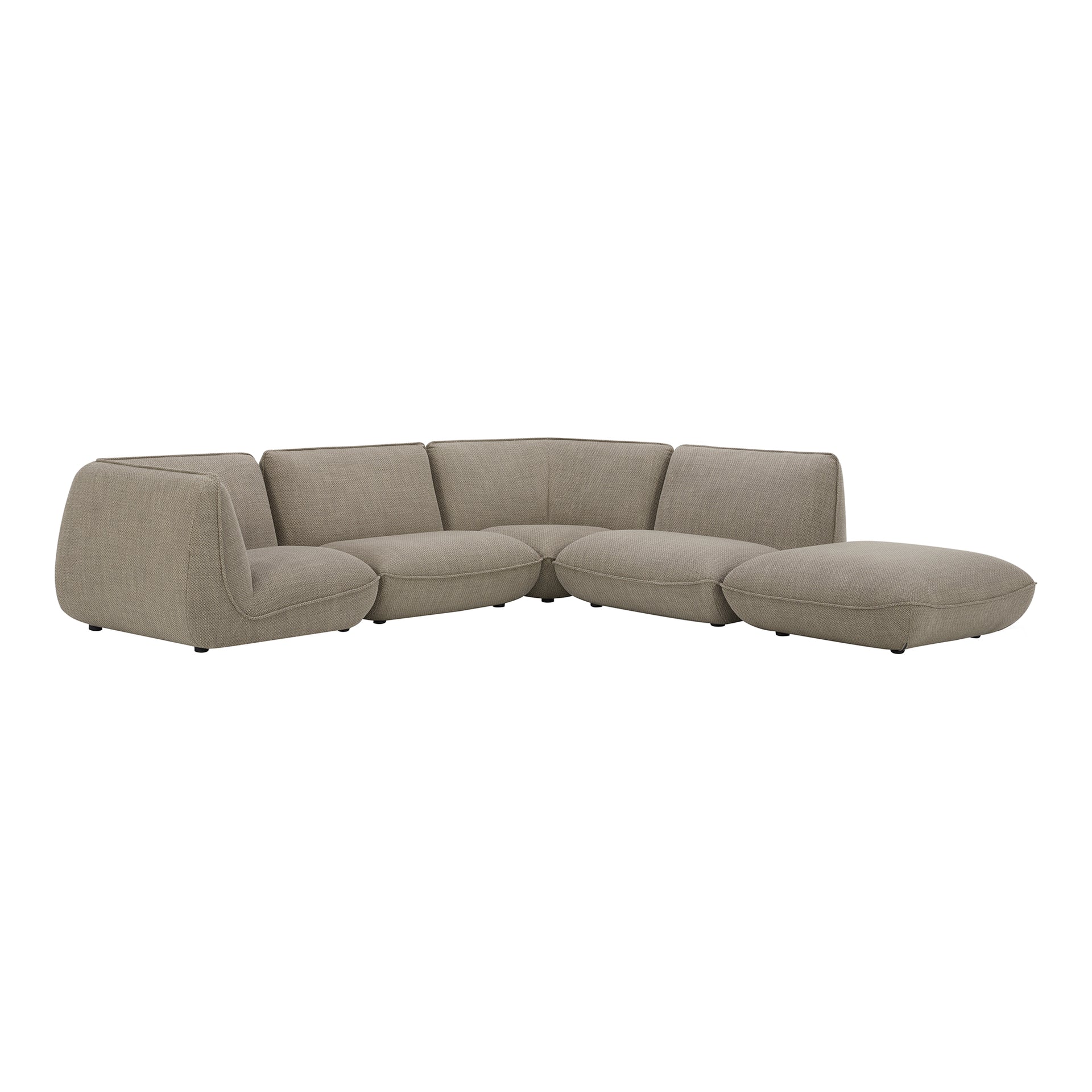 Winston Dream Modular Sectional, Seats 5, Contemporary Design, Speckled Pumice Upholstery