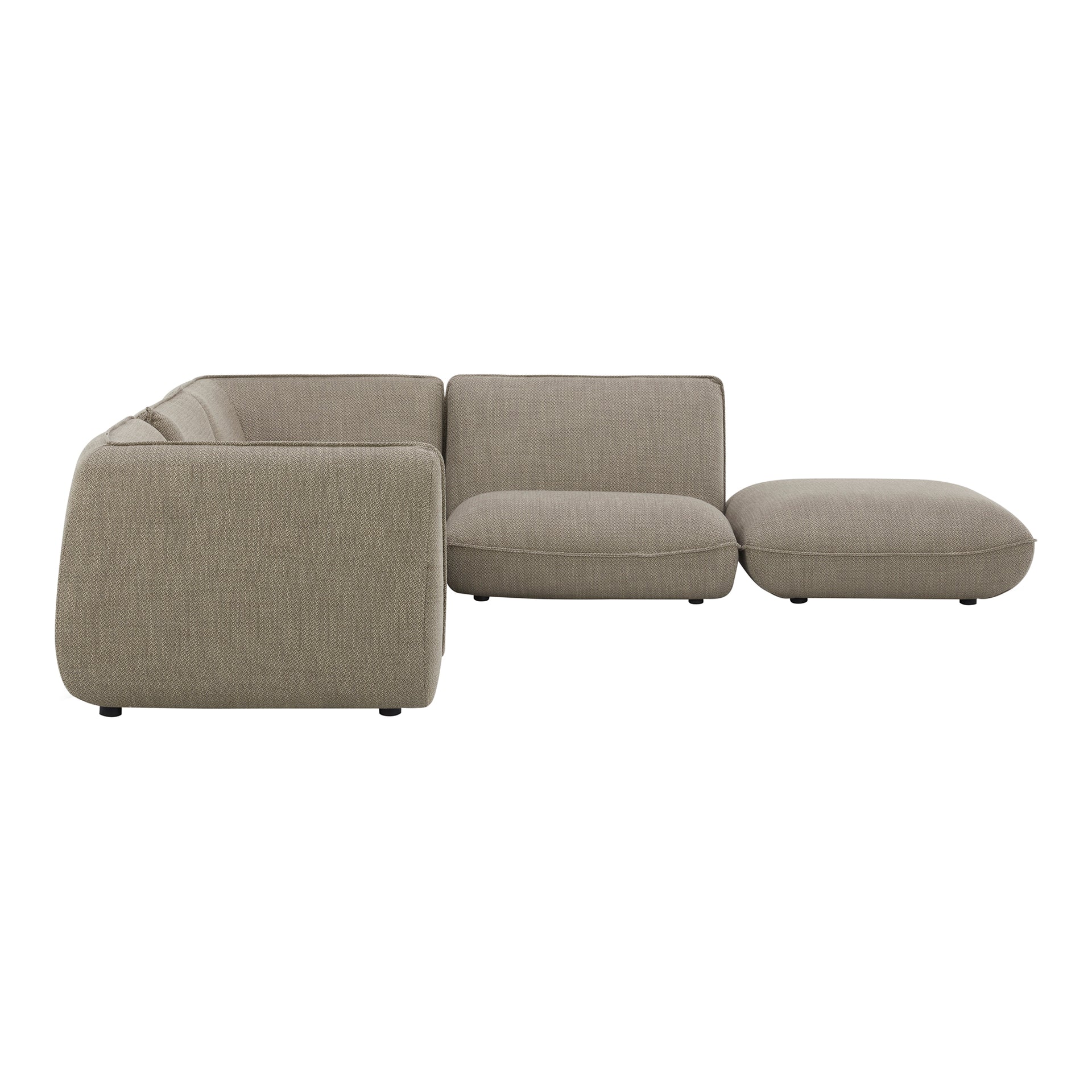 Winston Dream Modular Sectional, Seats 5, Contemporary Design, Speckled Pumice Upholstery
