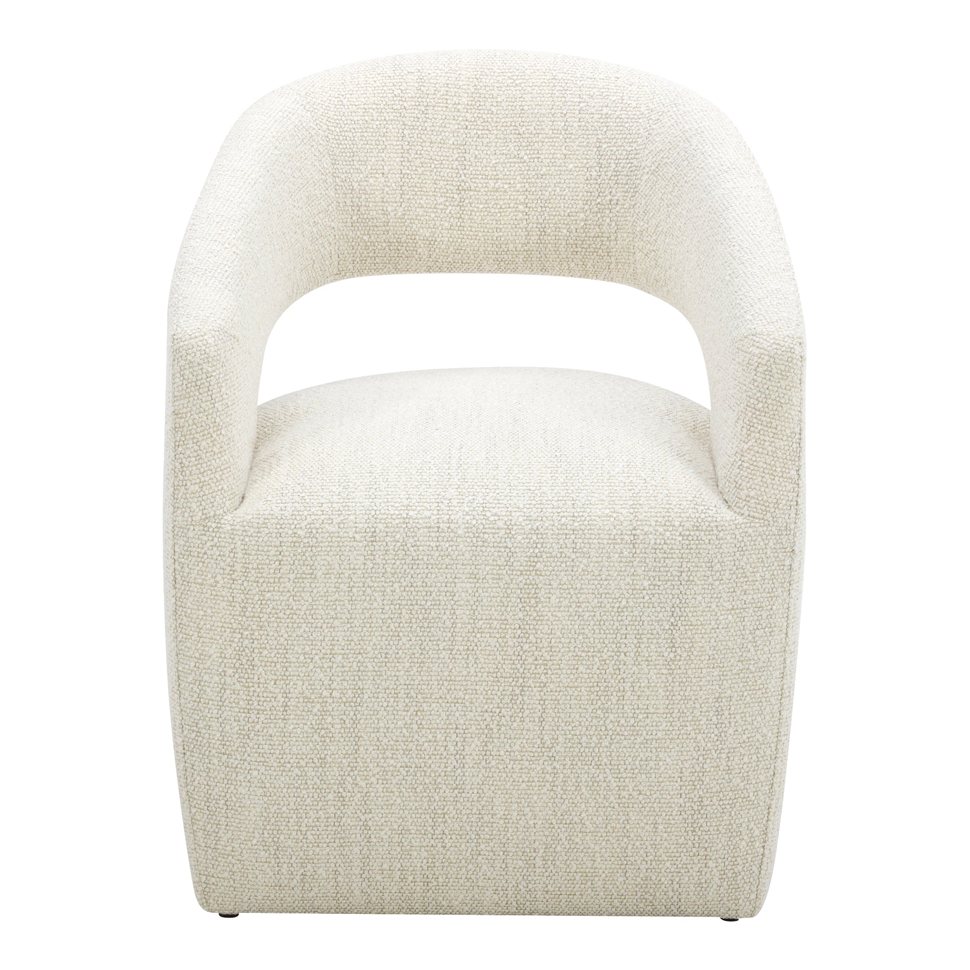 Bailey, Rolling Dining Chairs Solid Wood with Performance Boucle Upholstery, White