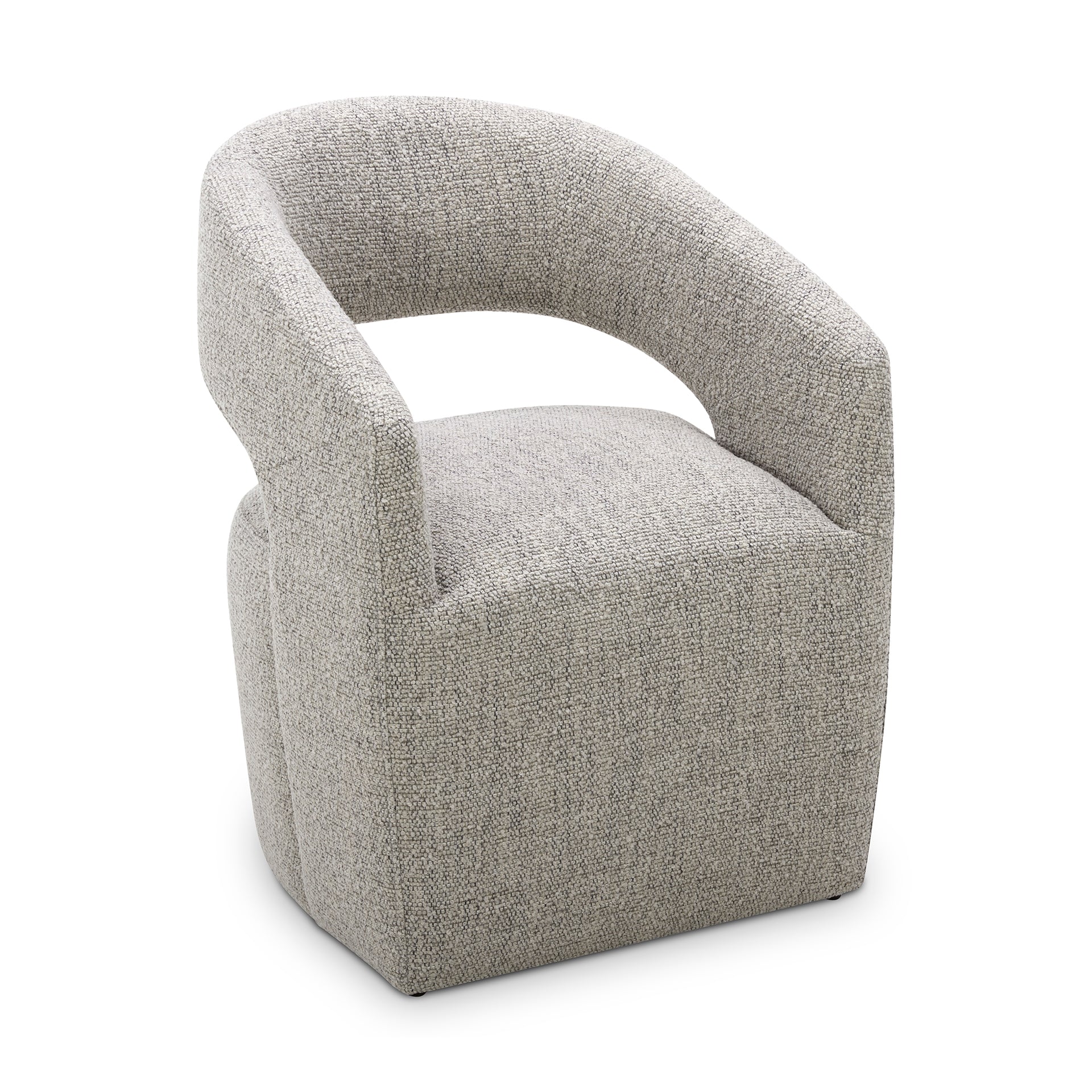Bailey, Rolling Dining Chairs Solid Wood with Performance Boucle Upholstery, Grey