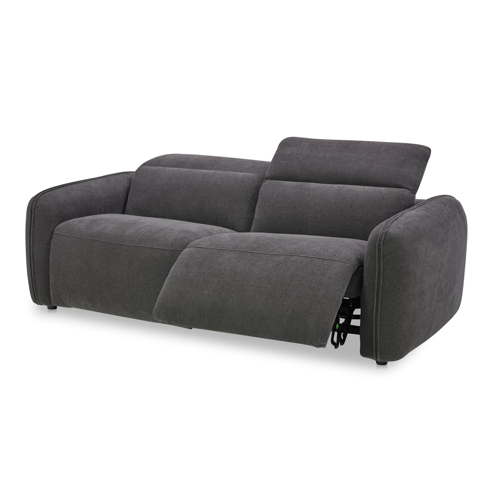 Yarrow, Power Recliner Sofa Solid Wood Frame with Upholstery Fabric, Charcoal Grey - Seats 3