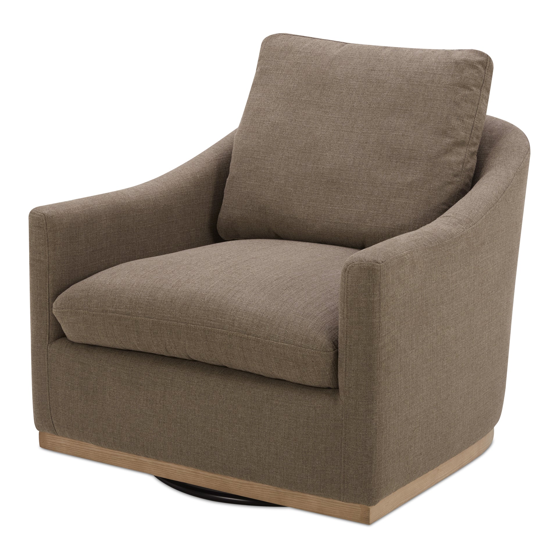 Oriana Swivel Chair, Rustic Curved Barrel Back, High-Density Foam, Soft Taupe