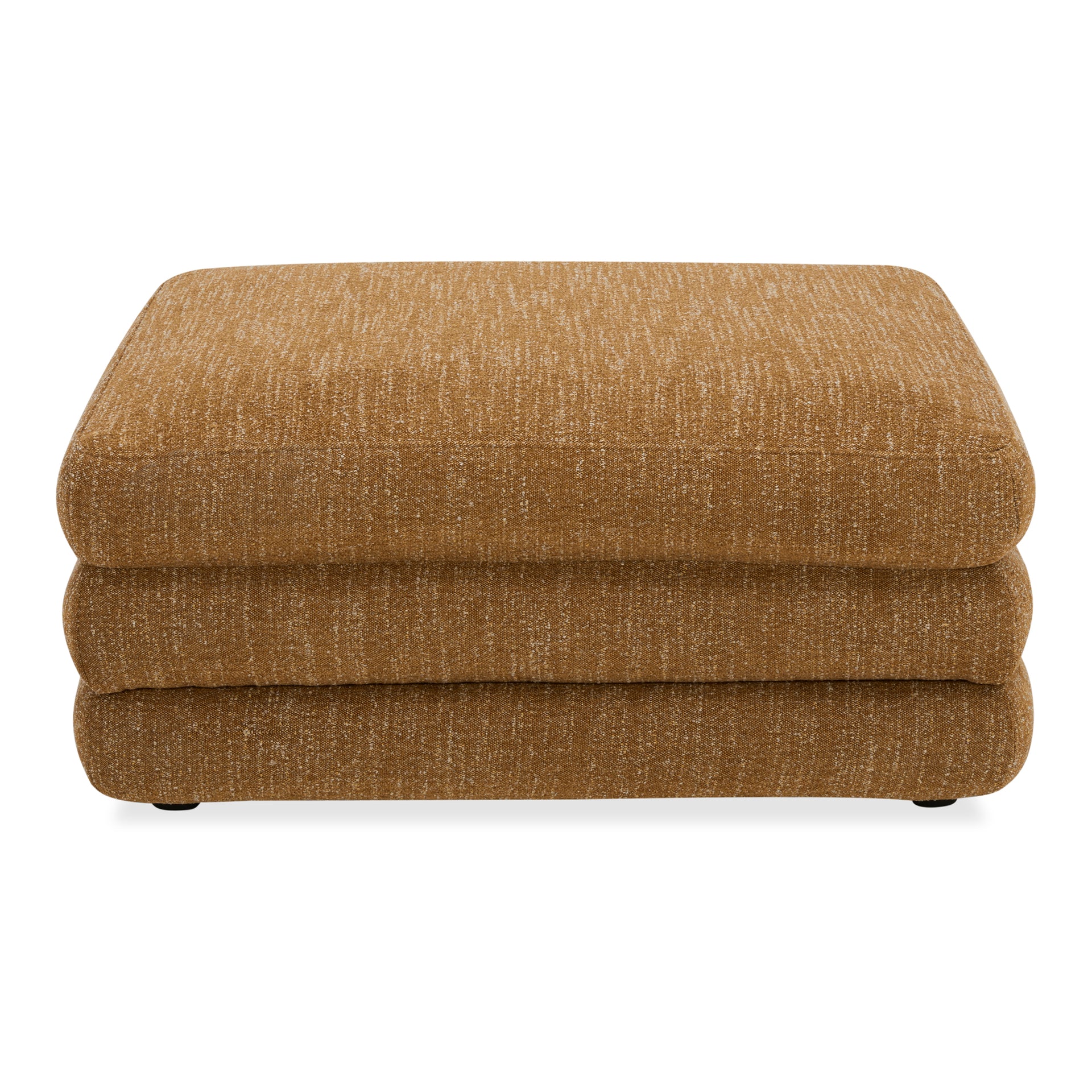 Lucien Ottoman, Feather-Topped Cushion, Textured Polyester Upholstery, Kiln-Dried Solid Wood Frame, Amber Glow