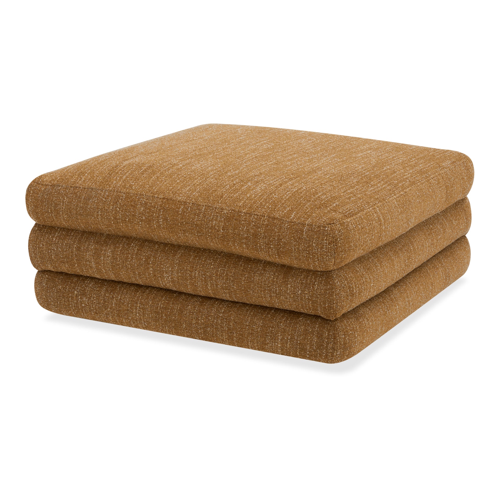 Lucien Ottoman, Feather-Topped Cushion, Textured Polyester Upholstery, Kiln-Dried Solid Wood Frame, Amber Glow