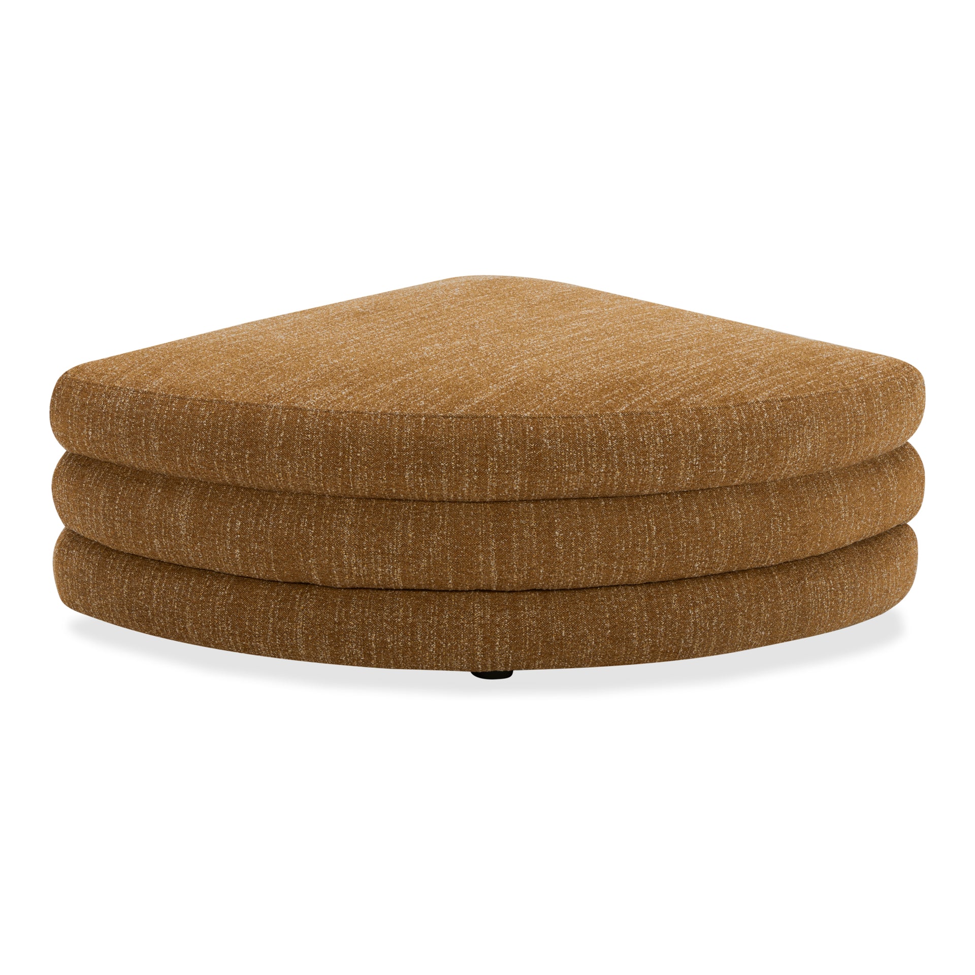 Lucien Curved Ottoman, Feather-Topped Cushion with Kiln-Dried Solid Wood Frame, Amber Glow