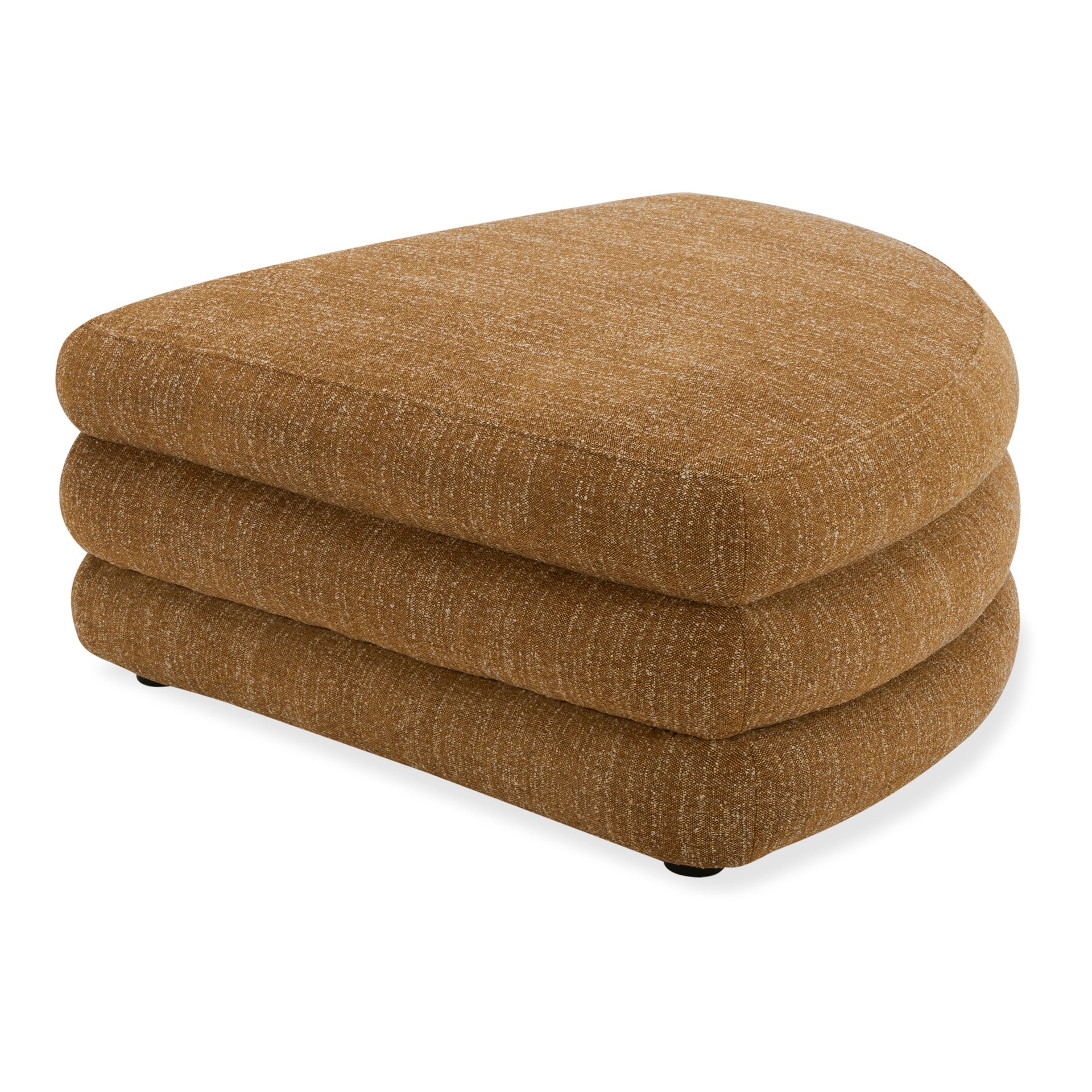 Lucien Curved Ottoman, Feather-Topped Cushion with Kiln-Dried Solid Wood Frame, Amber Glow