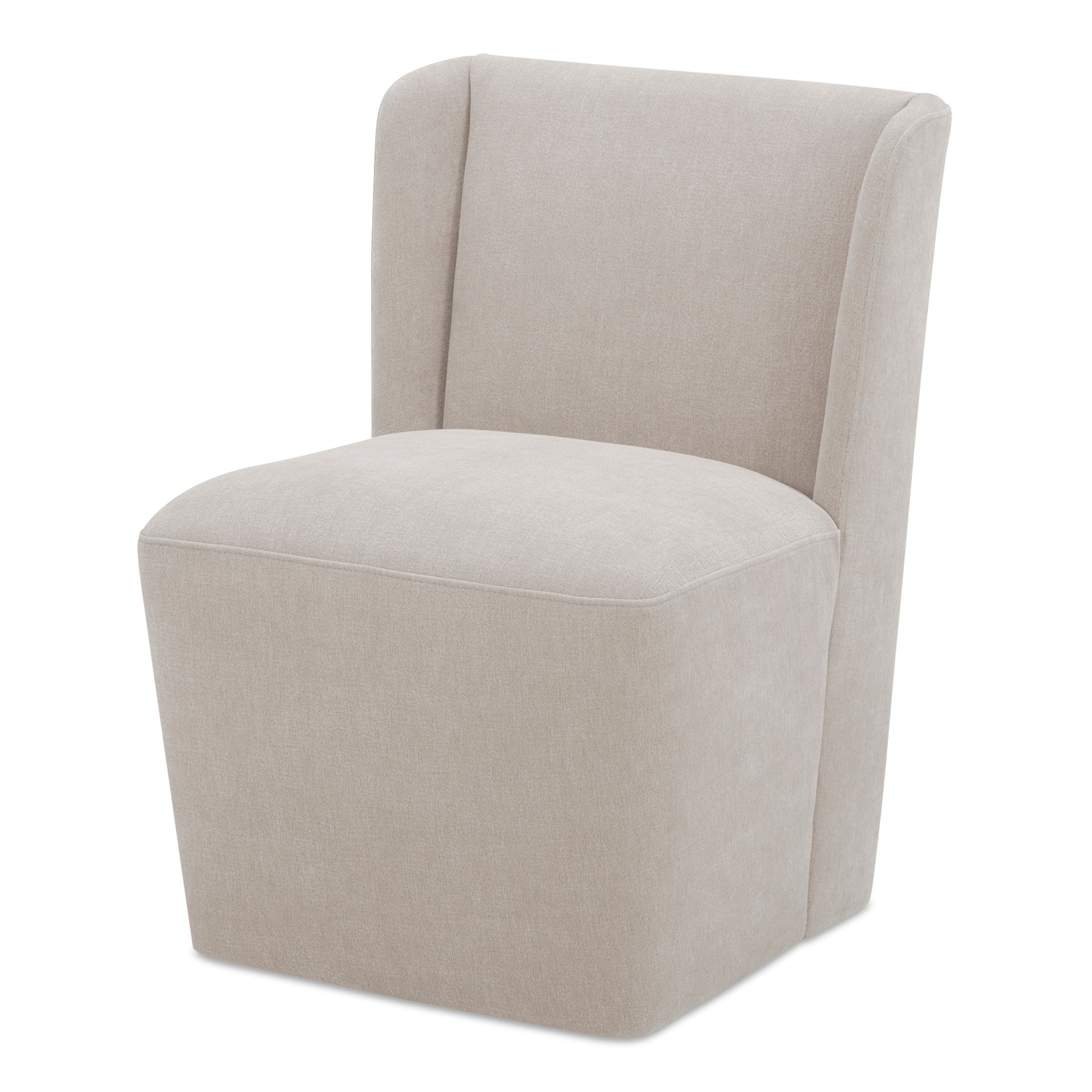 Zadie Rolling Dining Chair, 360° Swivel, Polyester Upholstery, High-Density Foam, Warm Sand