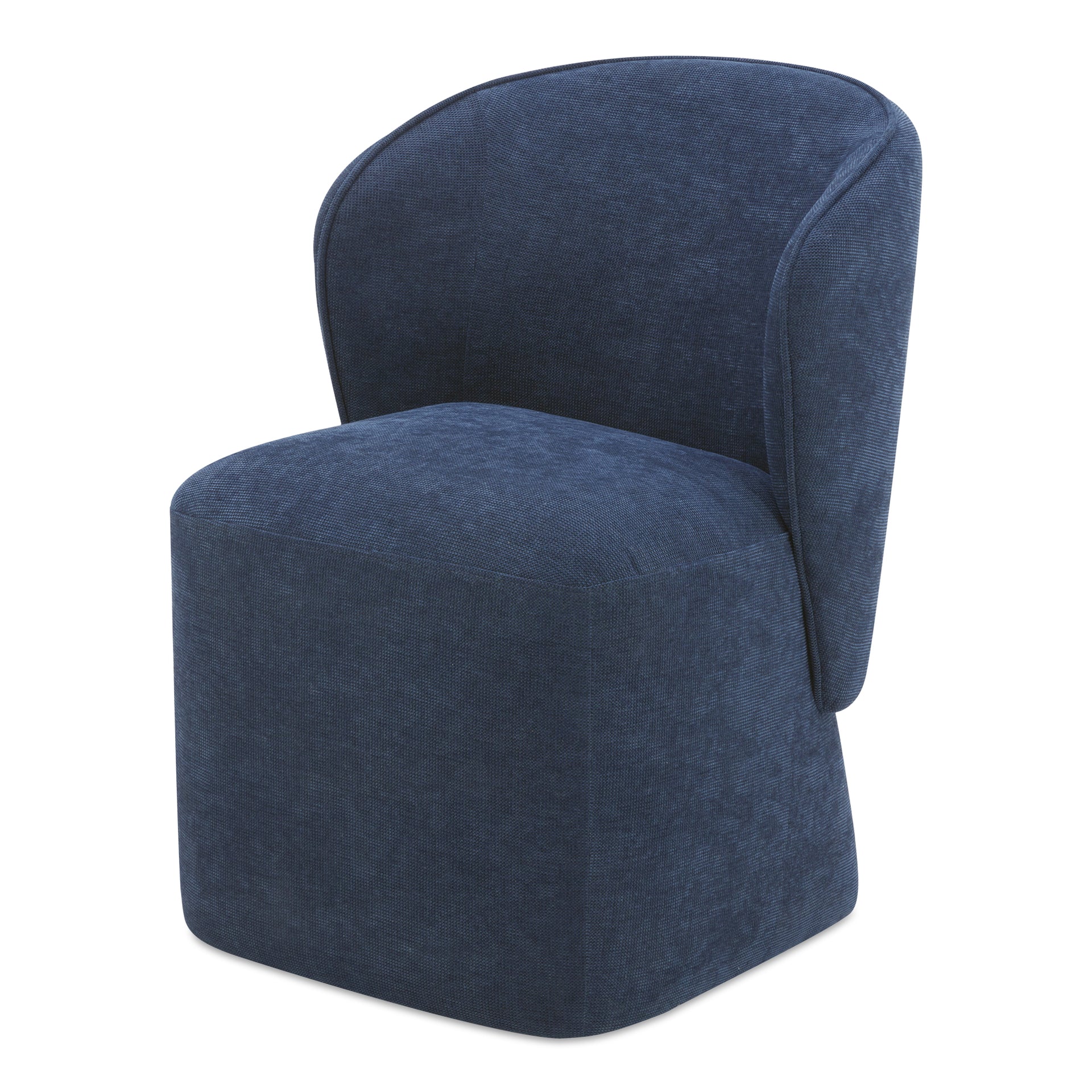 Draven, Rolling Dining Chairs with Performance Upholstery, Navy Blue