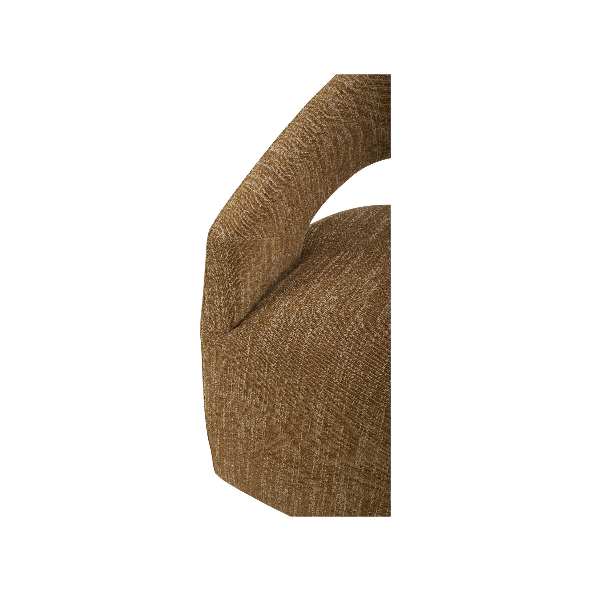 Melisande Dining Chairs, Amber Glow Bouclé Upholstery, Feather and Foam Cushions