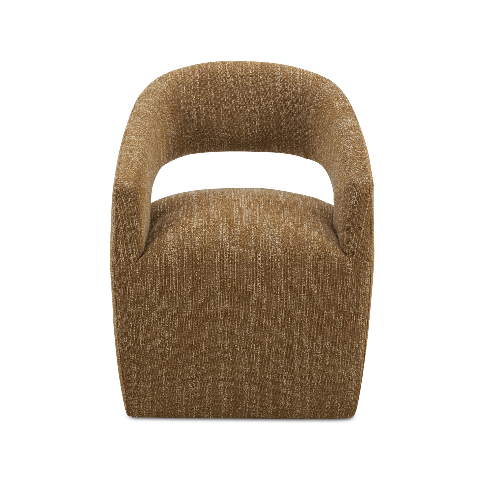 Melisande Dining Chairs, Amber Glow Bouclé Upholstery, Feather and Foam Cushions