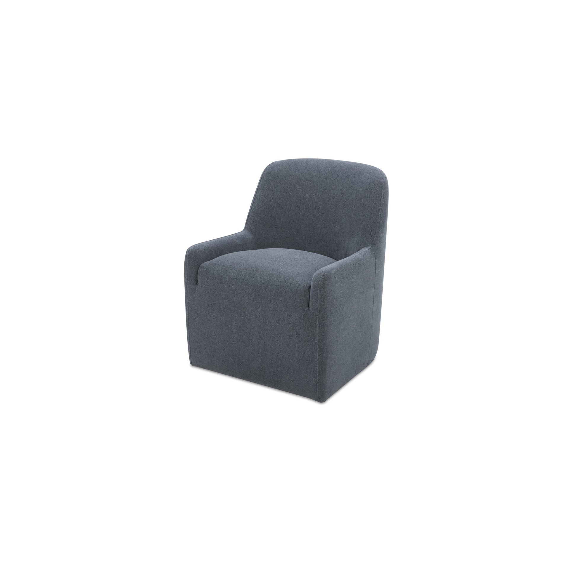 Maelor Dining Chair, Upholstered Polyester with Caster Wheels, Slate Blue