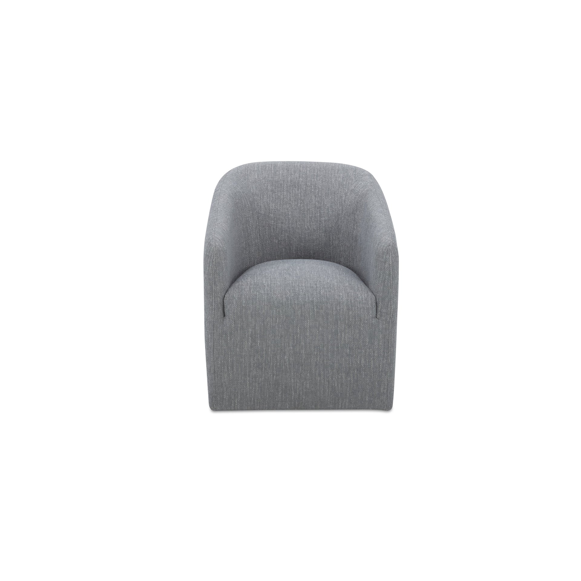 Maro Dining Chair, Curved Back, Polyester Upholstery, Fully Upholstered, Rolling Caster Wheels, Grey
