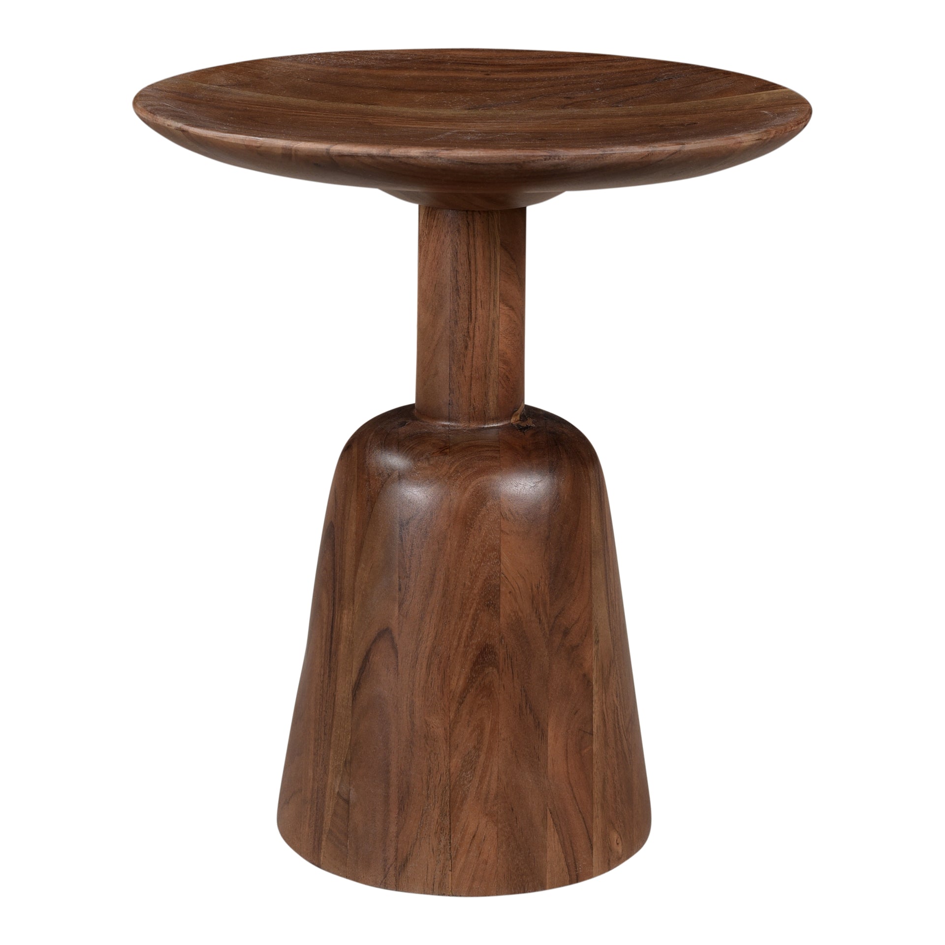 Quincy Dark Brown End Table - A Harmony of Sculpted Acacia Wood