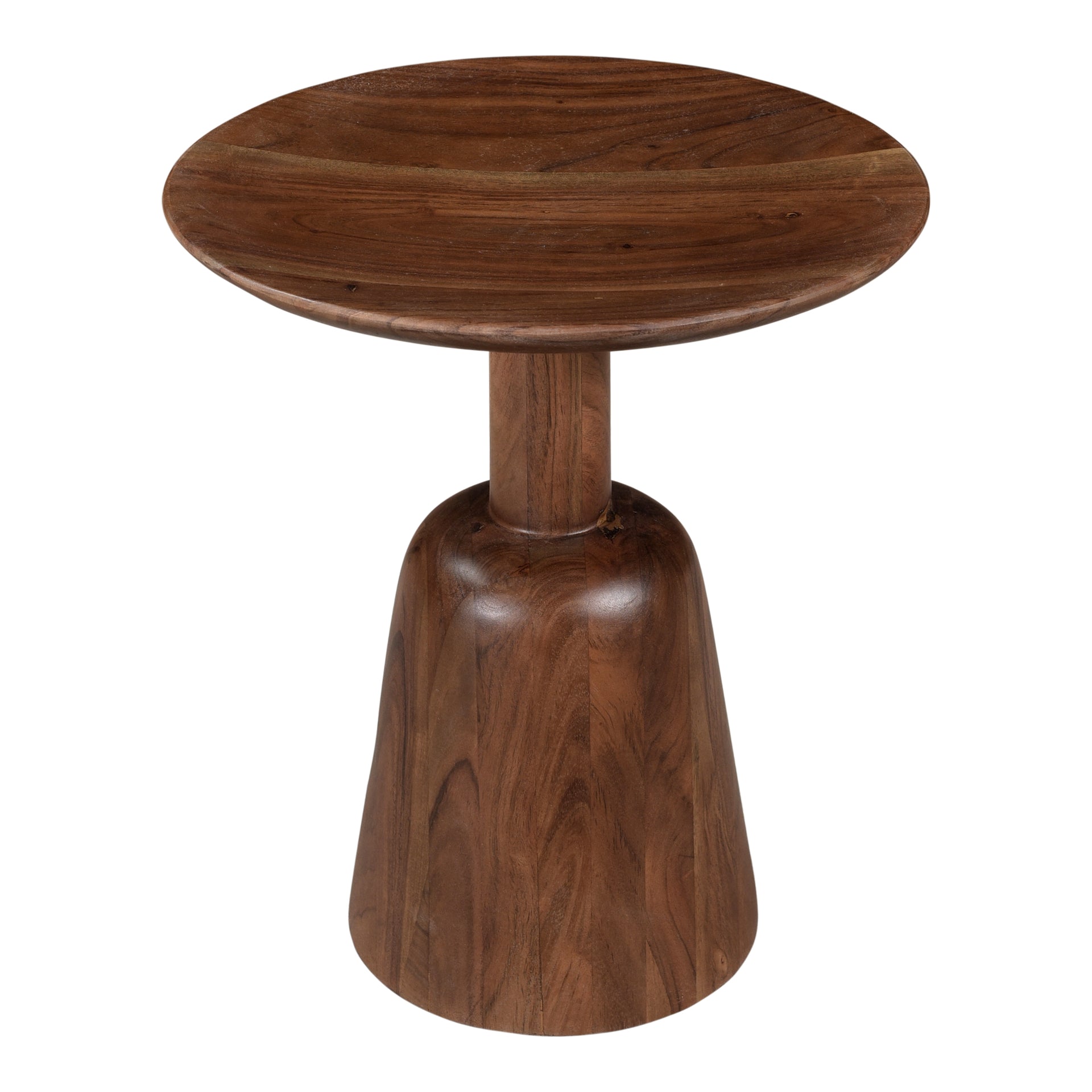 Quincy Dark Brown End Table - A Harmony of Sculpted Acacia Wood