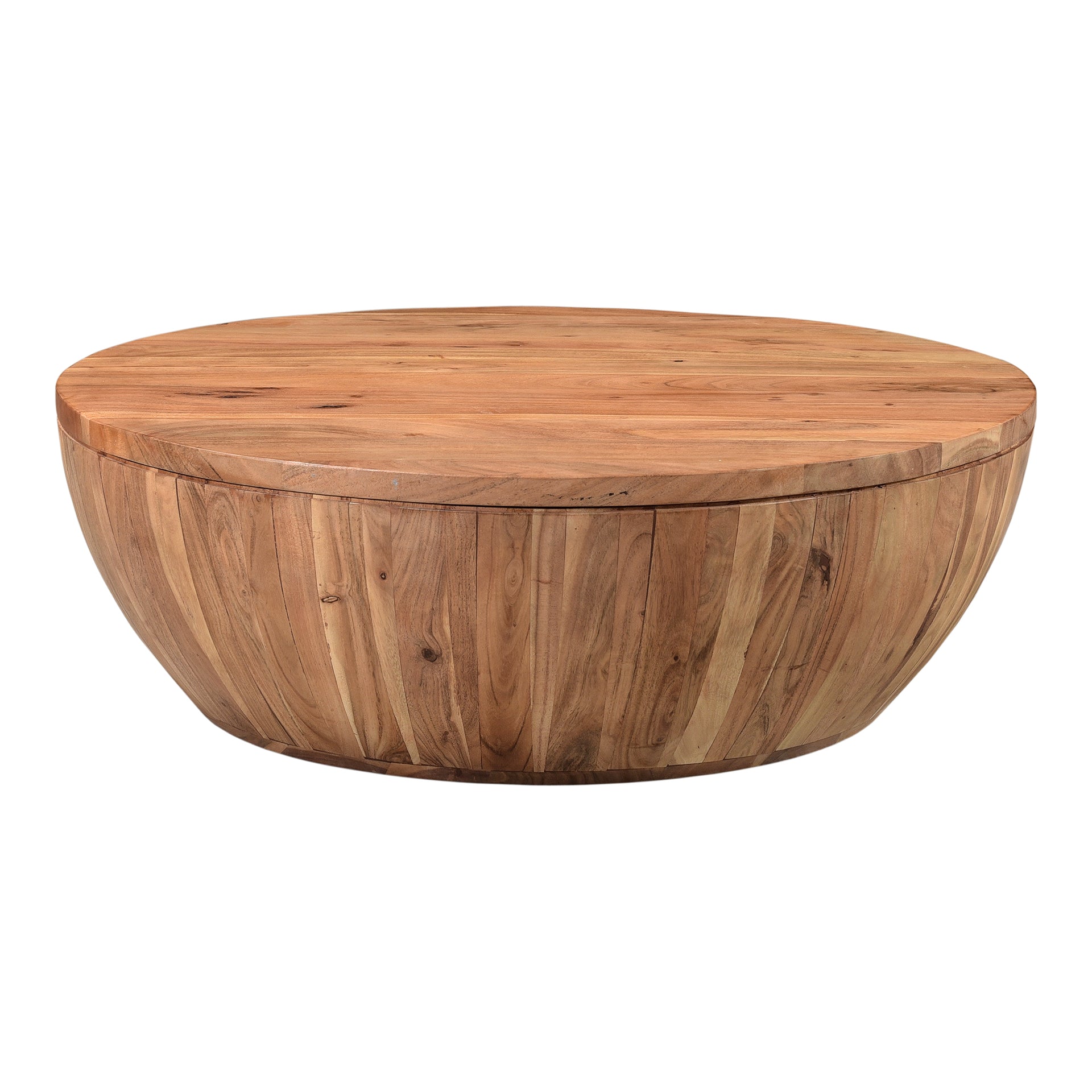Lenora Coffee Table, Round Solid Acacia Wood with Swivel Top and Storage, Natural Finish