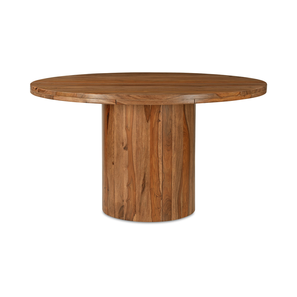 Bay Round Dining Table, Pedestal Base, Brown