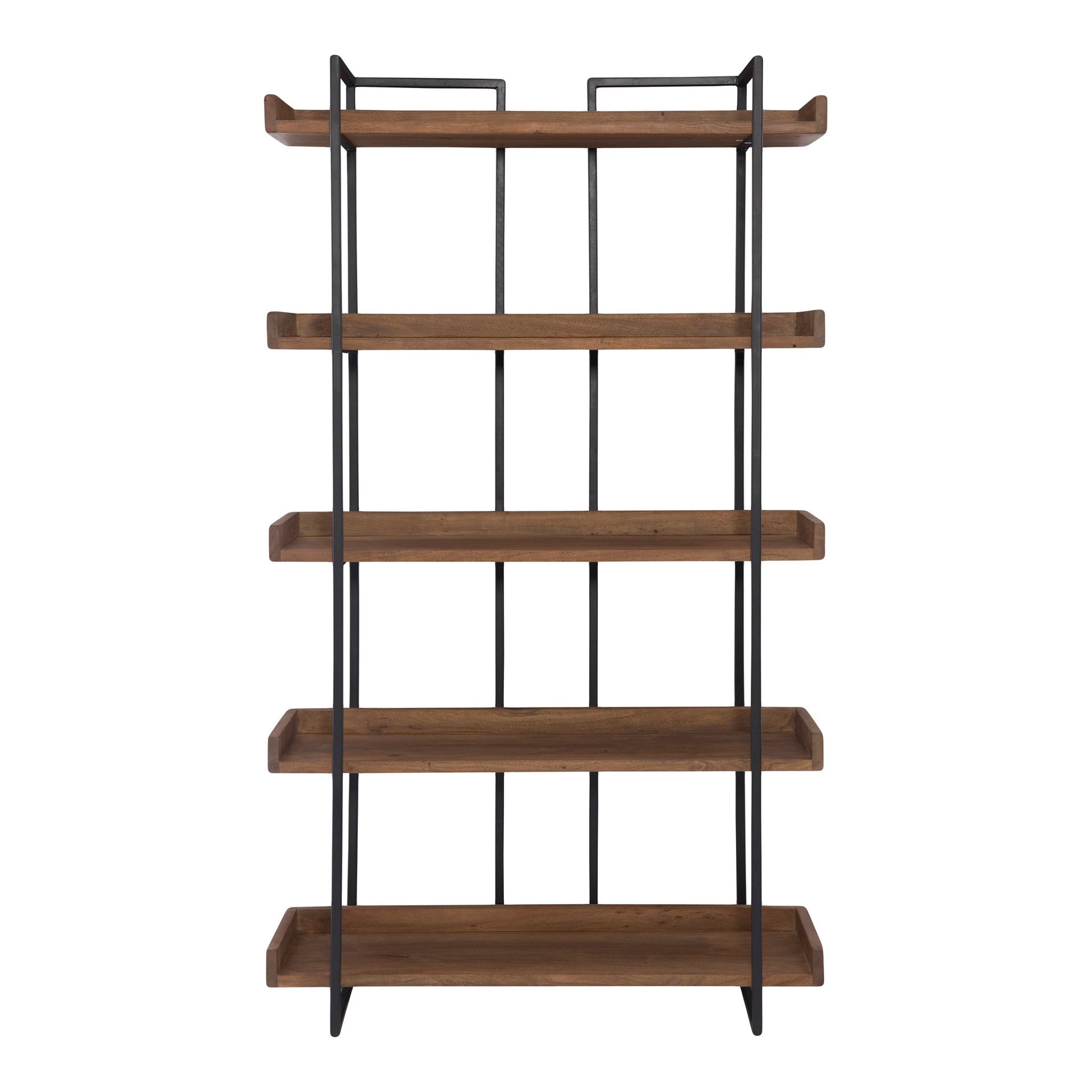 Burrard, Wooden Bookshelf with Iron Frame in Light Brown