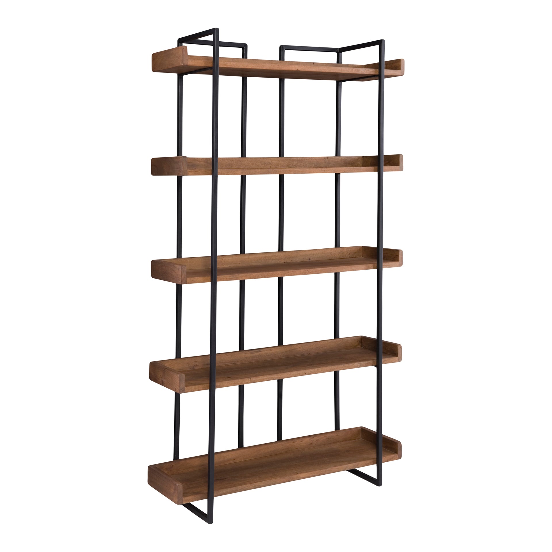 Burrard, Wooden Bookshelf with Iron Frame in Light Brown
