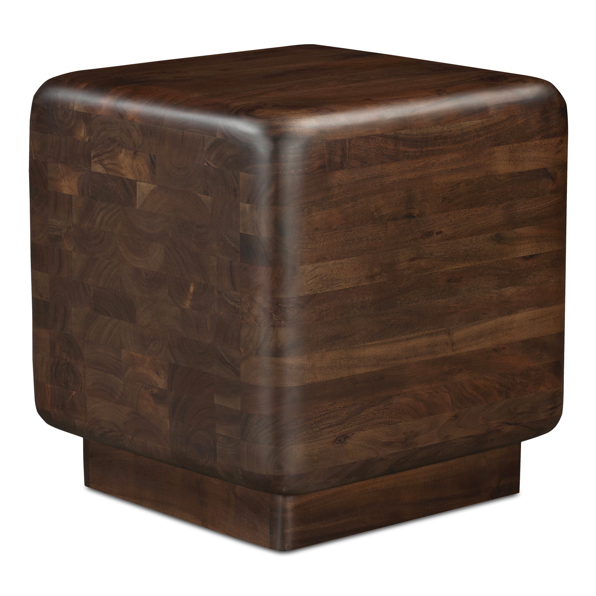 Lycia Side Table, Oversized Square Shape in Solid Acacia Wood, Dark Brown