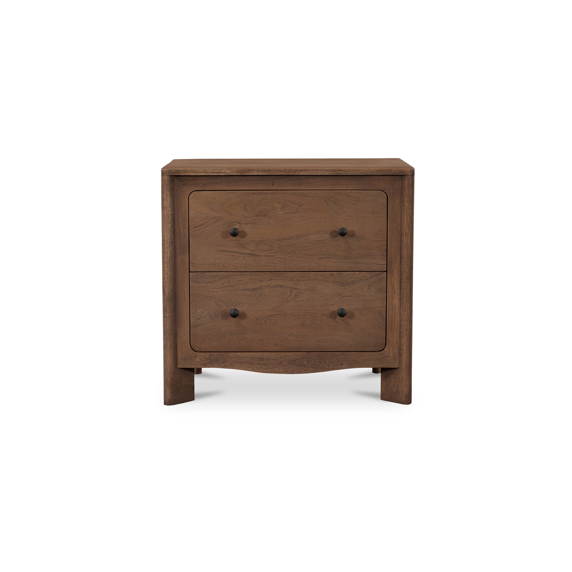 Marisol Nightstand, Solid Acacia Wood, Wire Brush Finish, Diagonal Legs, Dark Brown