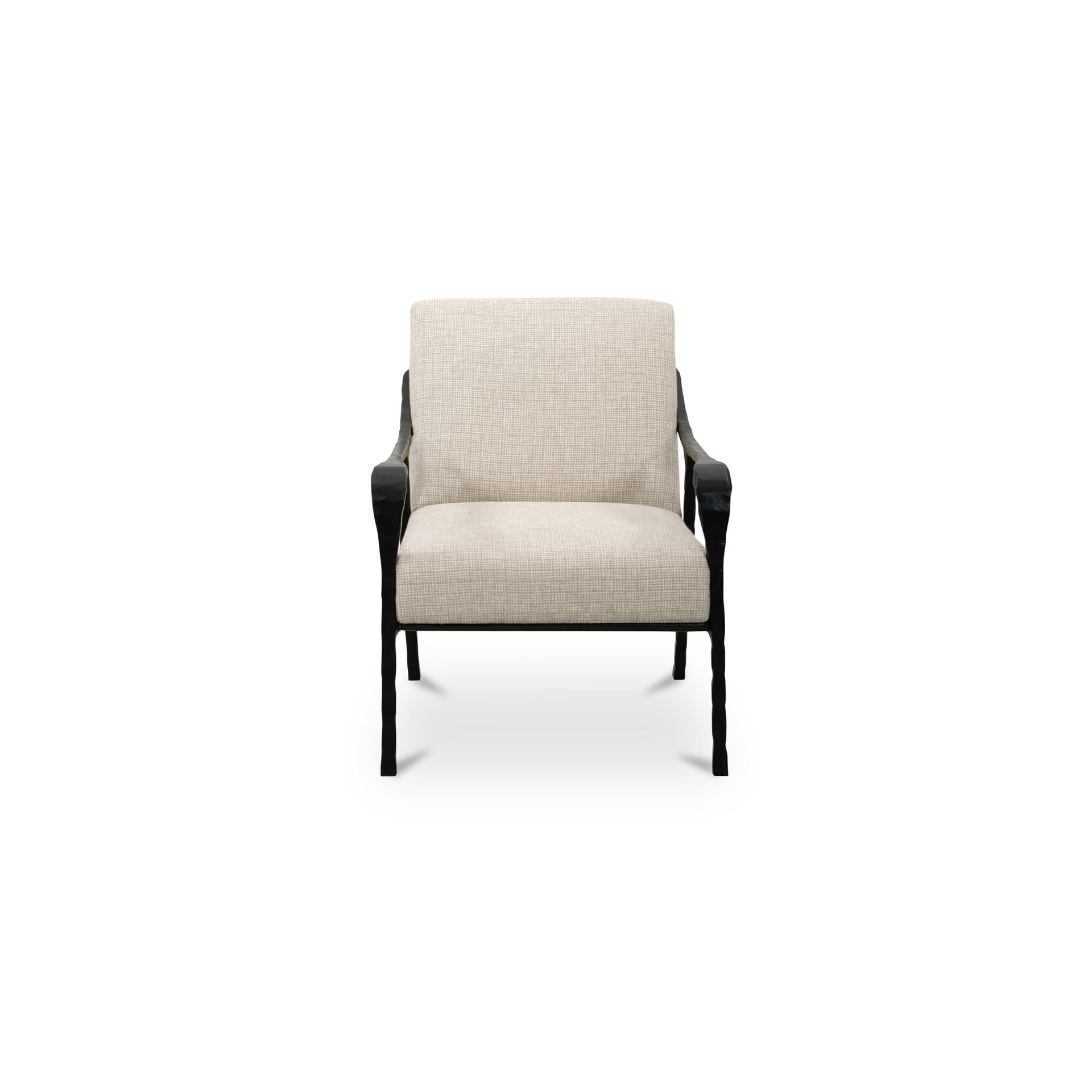 Wexley Accent Chair, Hammered Cast Aluminum, Textured Polyester Upholstery, Cushion Back, Stain Resistant, Beige