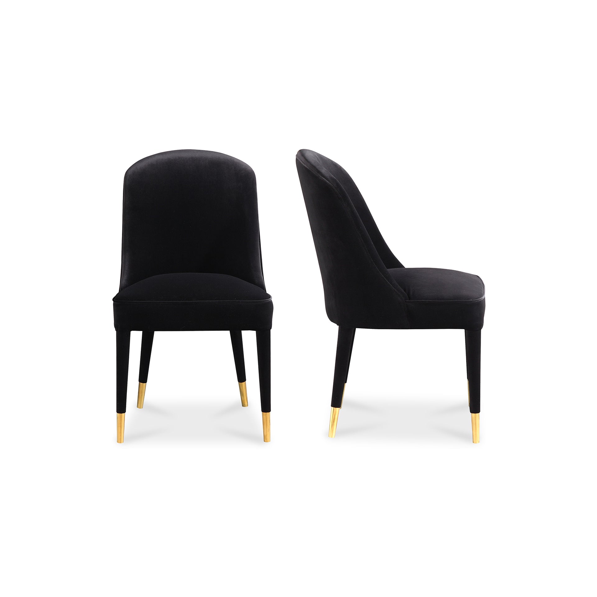 Capital, Dining Chairs Solid Birch Frame, Brass-Plated Legs, Black - Set of 2