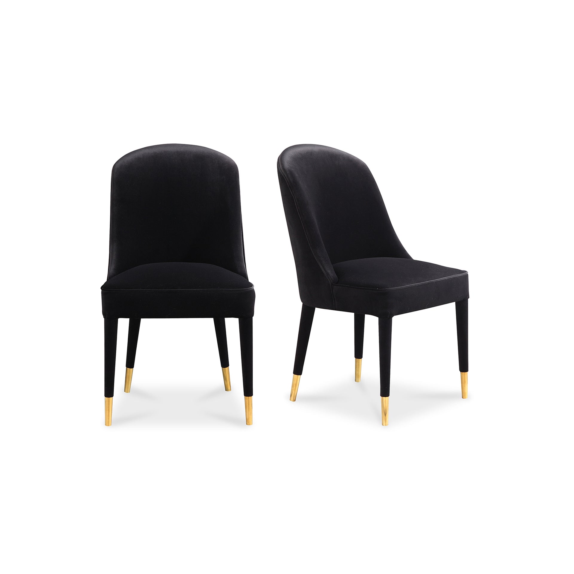 Capital, Dining Chairs Solid Birch Frame, Brass-Plated Legs, Black - Set of 2