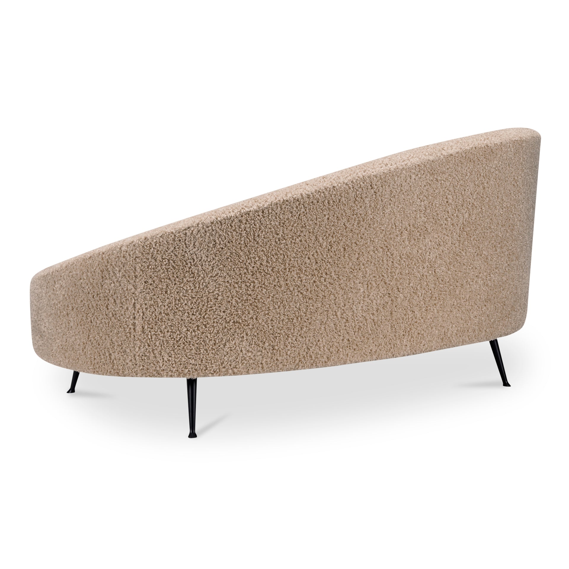 Gail Chaise, Curved Faux Shearling Upholstery with Black Stainless Steel Legs, Seats 2