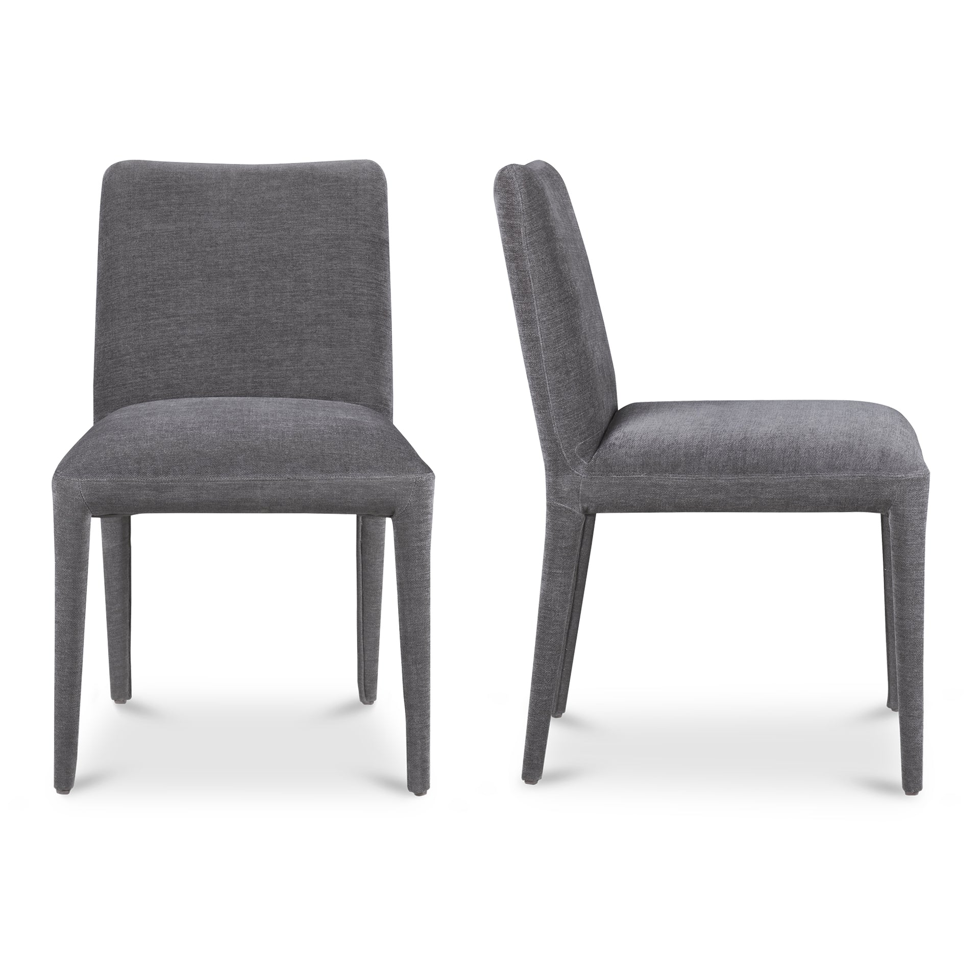 Quintessa Dining Chair, Polyester Upholstery, Ash Wood Frame, Rubber Wood Legs, Dark Grey - Set of 2